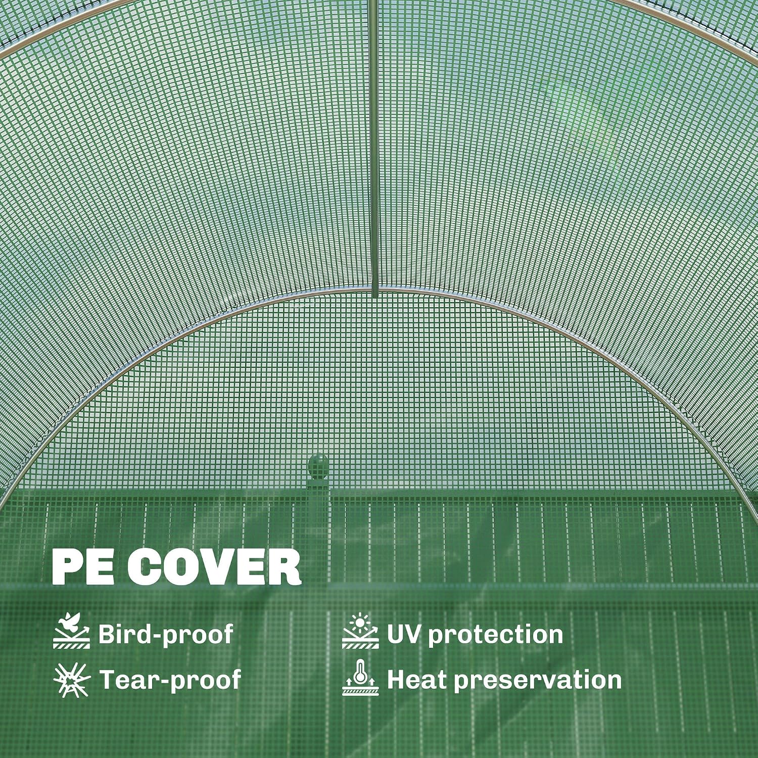 Outsunny 15' x 7' x 7' Walk-in Tunnel Greenhouse Large Steel Frame White
