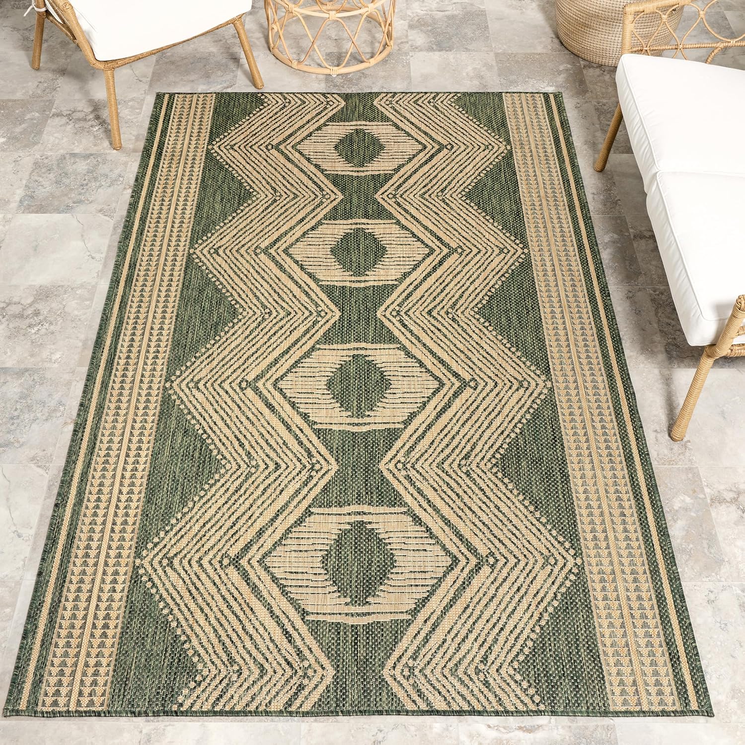 nuLOOM Ranya Light Brown Geometric Indoor/Outdoor Area Rug, 4' x 5'