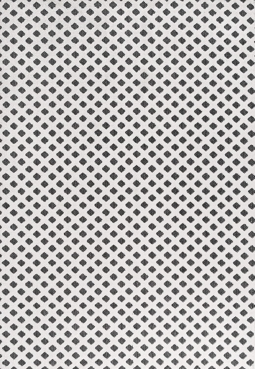 JONATHAN Y Mini-Diamond Trellis Indoor Outdoor Area Rug 3X5 White/Black, Rabat High-Low Pile for Backyard, Patio, Porch, Easy-Cleaning, High Traffic