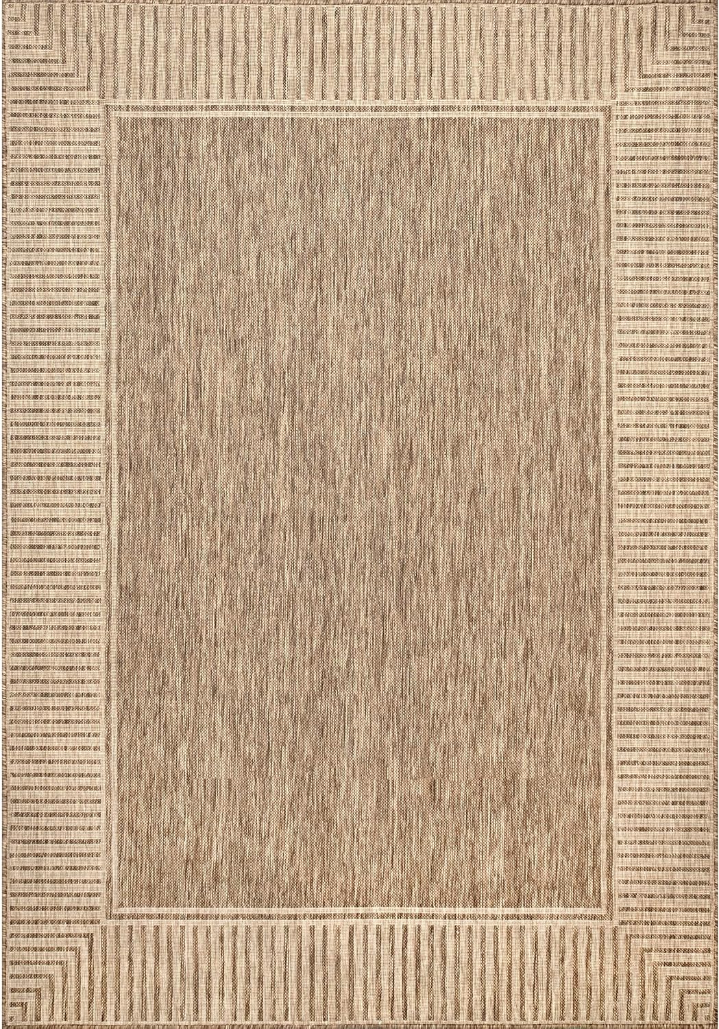 nuLOOM Asha Light Brown Bordered Indoor/Outdoor Area Rug, 4' x 5'