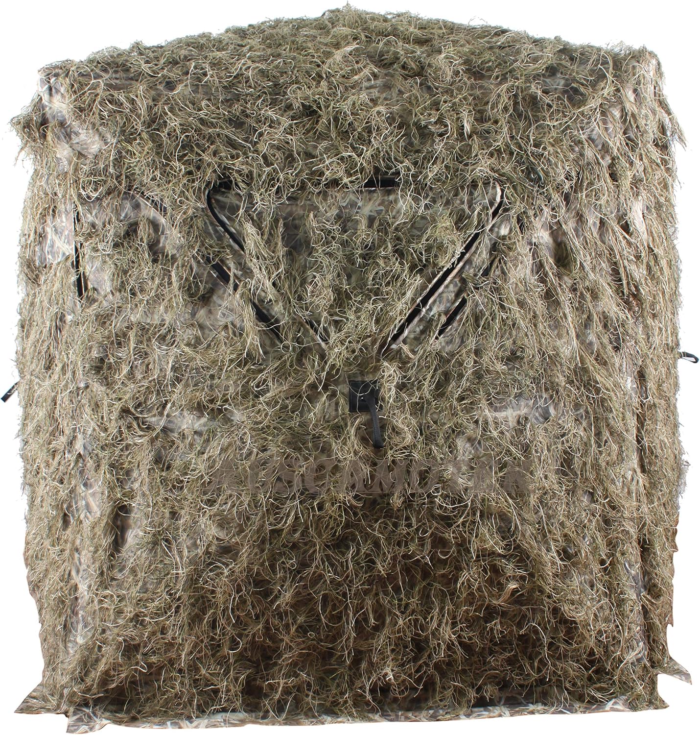 AUSCAMOTEK Scouter Ghillie Ground Blind for 3 Person Deer Hunting with Ghilly Cover