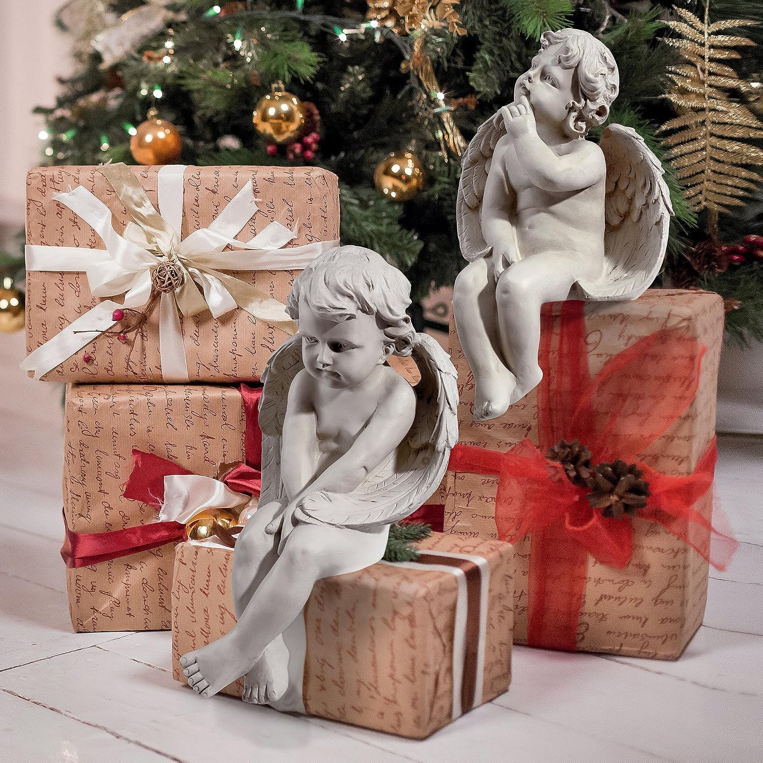 Design Toscano JE101261 Angel of Meditation Shelf Sitting Statue, 13 Inch, Polyresin, Antique Stone