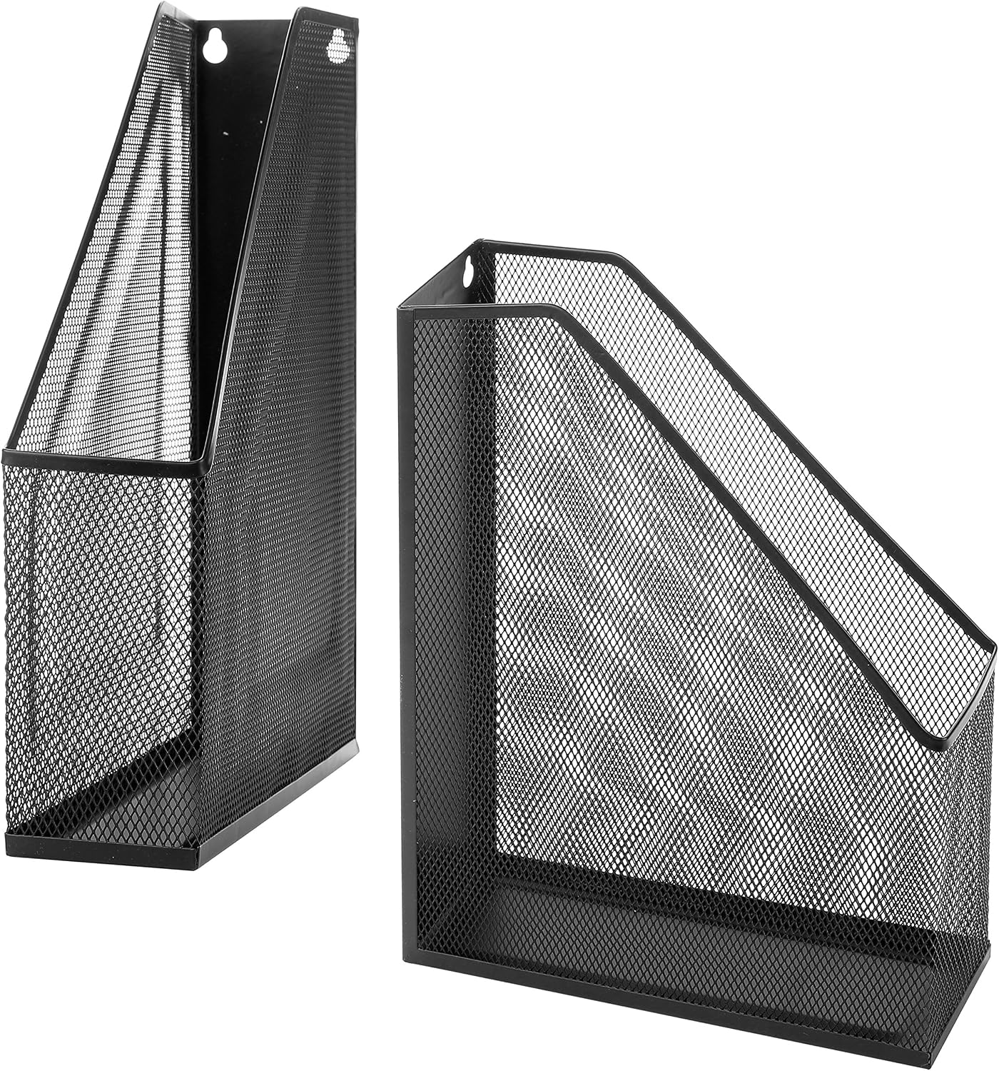 MyGift Wire Mesh Wall Mounted or Freestanding Document Rack, Magazine and File Holder, Set of 2, Black