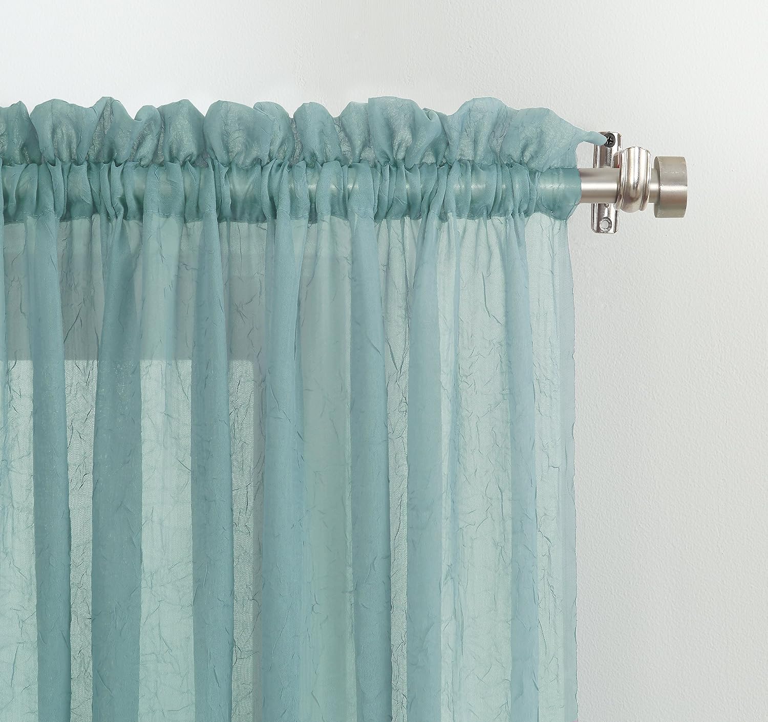 No. 918 Erica Crushed Sheer Voile Rod Pocket Curtain Panel, 51" x 108", Eggshell Off-White
