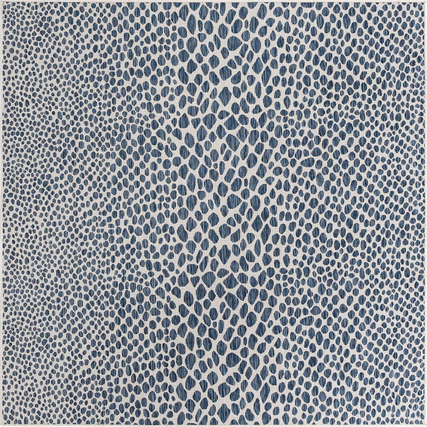 Unique Loom Outdoor Collection Area Rug - Cape Town (9' x 12' Rectangle, Blue/Ivory)