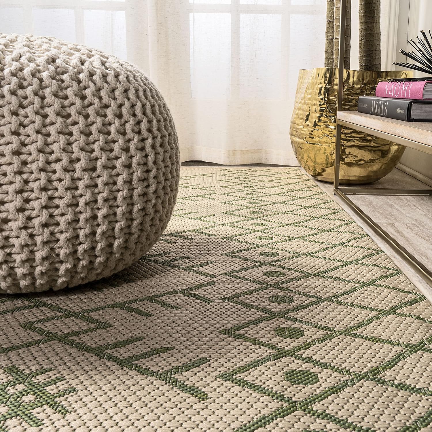 JONATHAN Y Boho Moroccan Indoor Outdoor Area Rug 3X5 Ivory/Navy, Casual for Backyard, Patio, Porch, Easy-Cleaning, High Traffic, Pet-Friendly