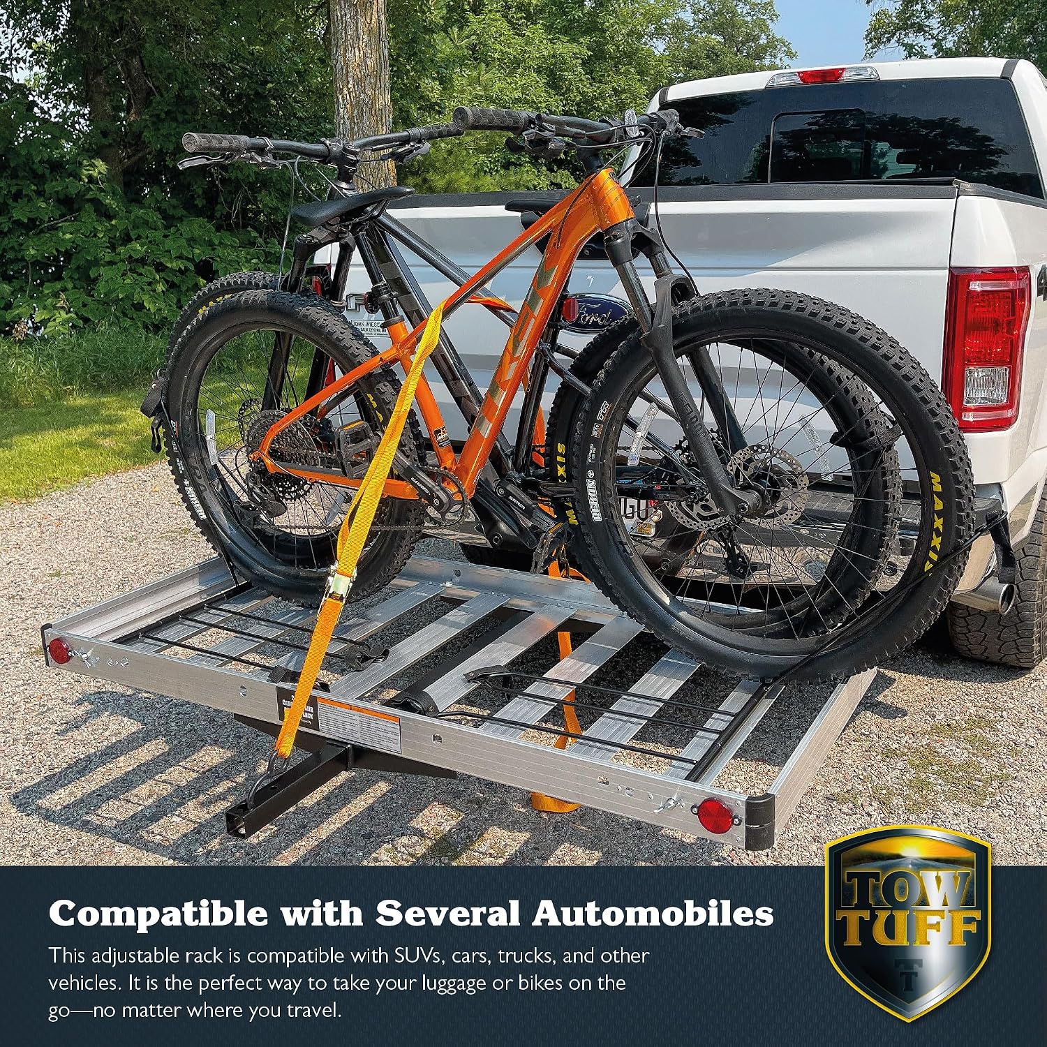 Truck Hitch Cargo Carrier - 500 lb Aluminum 2-in-1 Rack, Silver | Fits 2 in Receivers, Holds 4 Bicycles, 62 x 27 x 3 in Platform, Wheel Mount Design