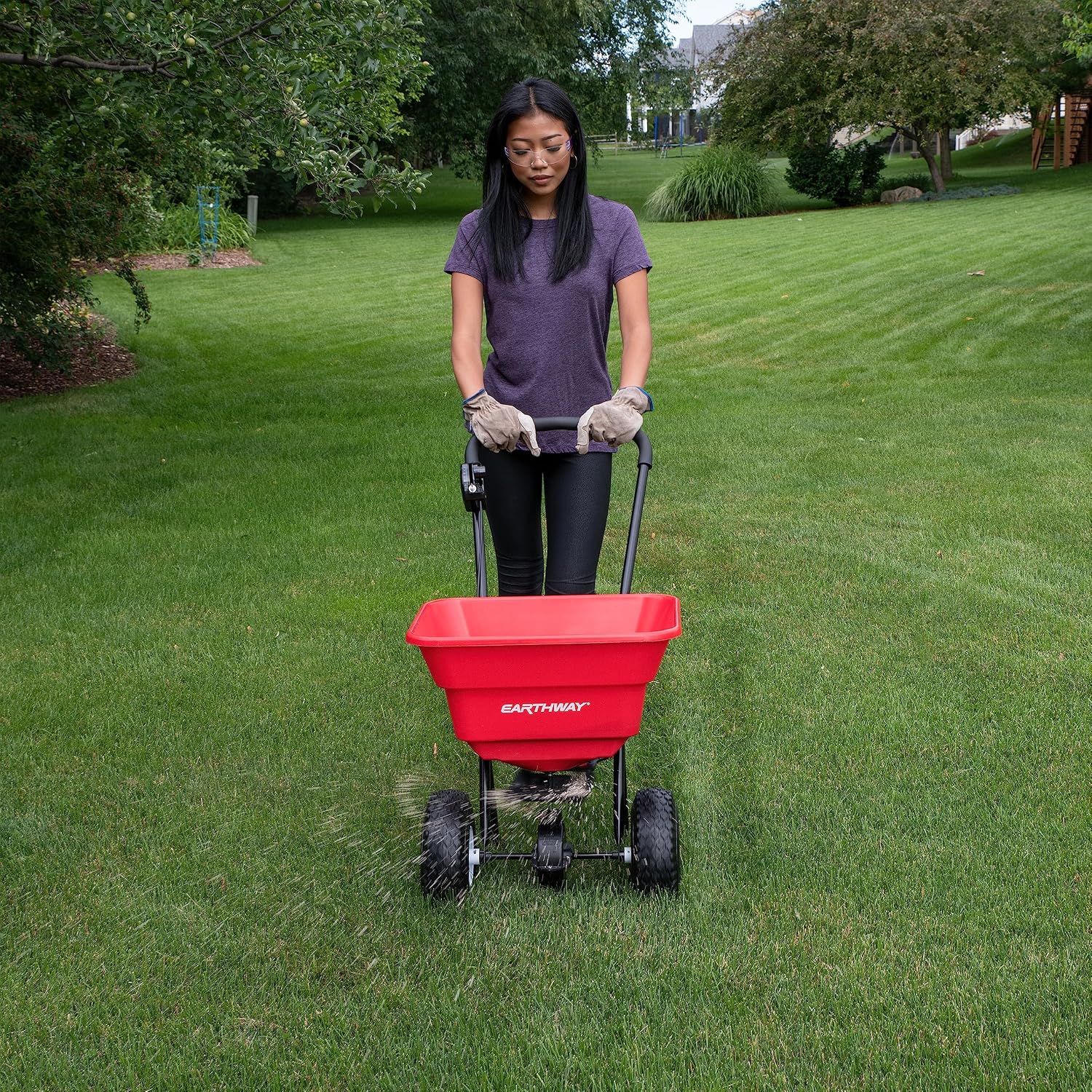 EarthWay 2050P 80lb Broadcast Spreader, Lawn Aerator, Fertilizer Spreader, 80lb Capacity, Pre-Assembled