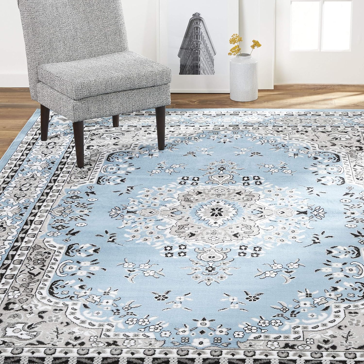 Home Dynamix Premium Sakarya Traditional Medallion Border Area Rug, Ivory/Brown, 7'9"x10'8" Rectangle
