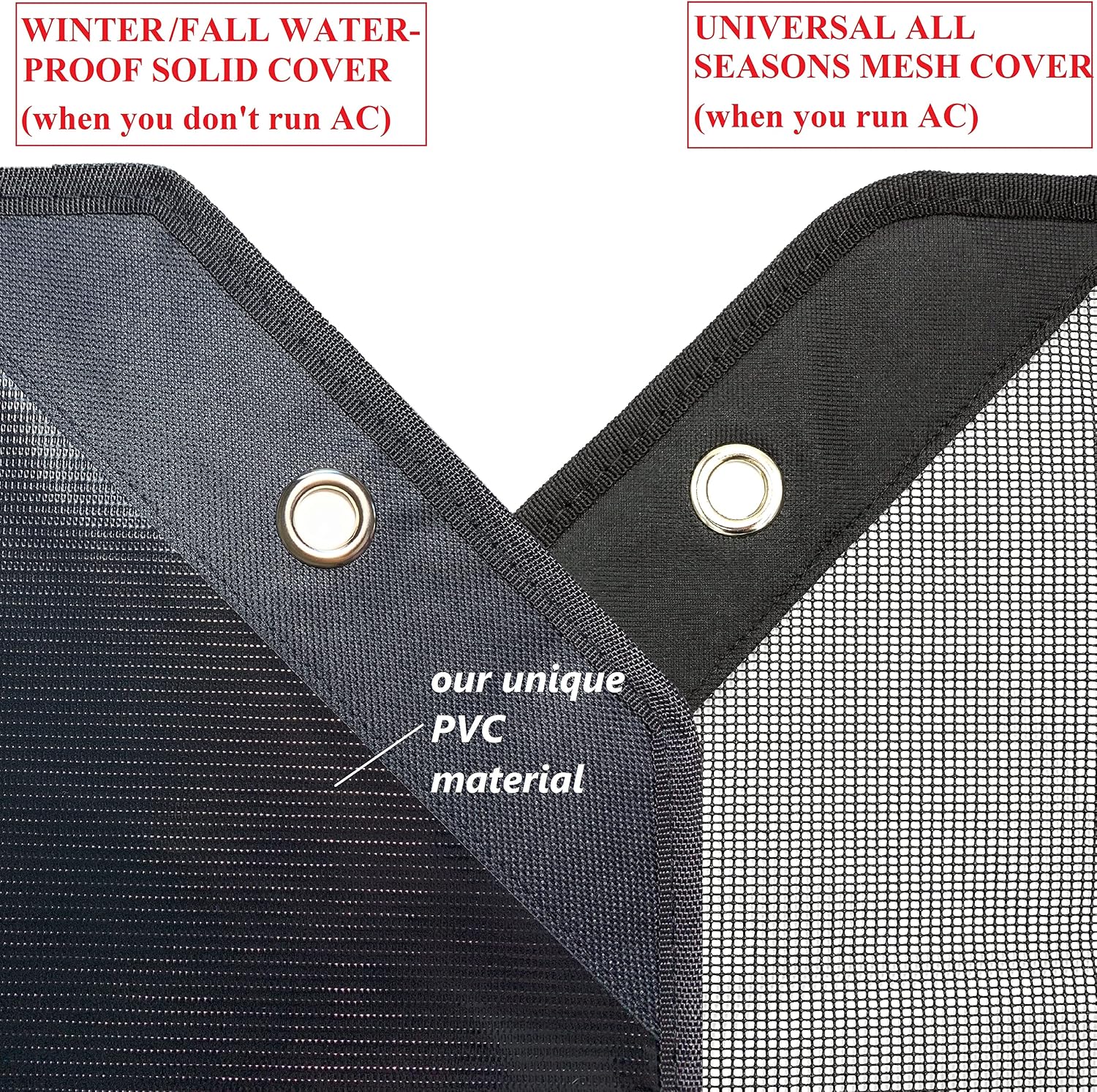 MODERN WAVE - 2 (Two) Central Air Conditioner Covers for Outside Units 36 x 36 inch - 1 (One) Top Universal Mesh Cover and 1 (One) Winter Waterproof