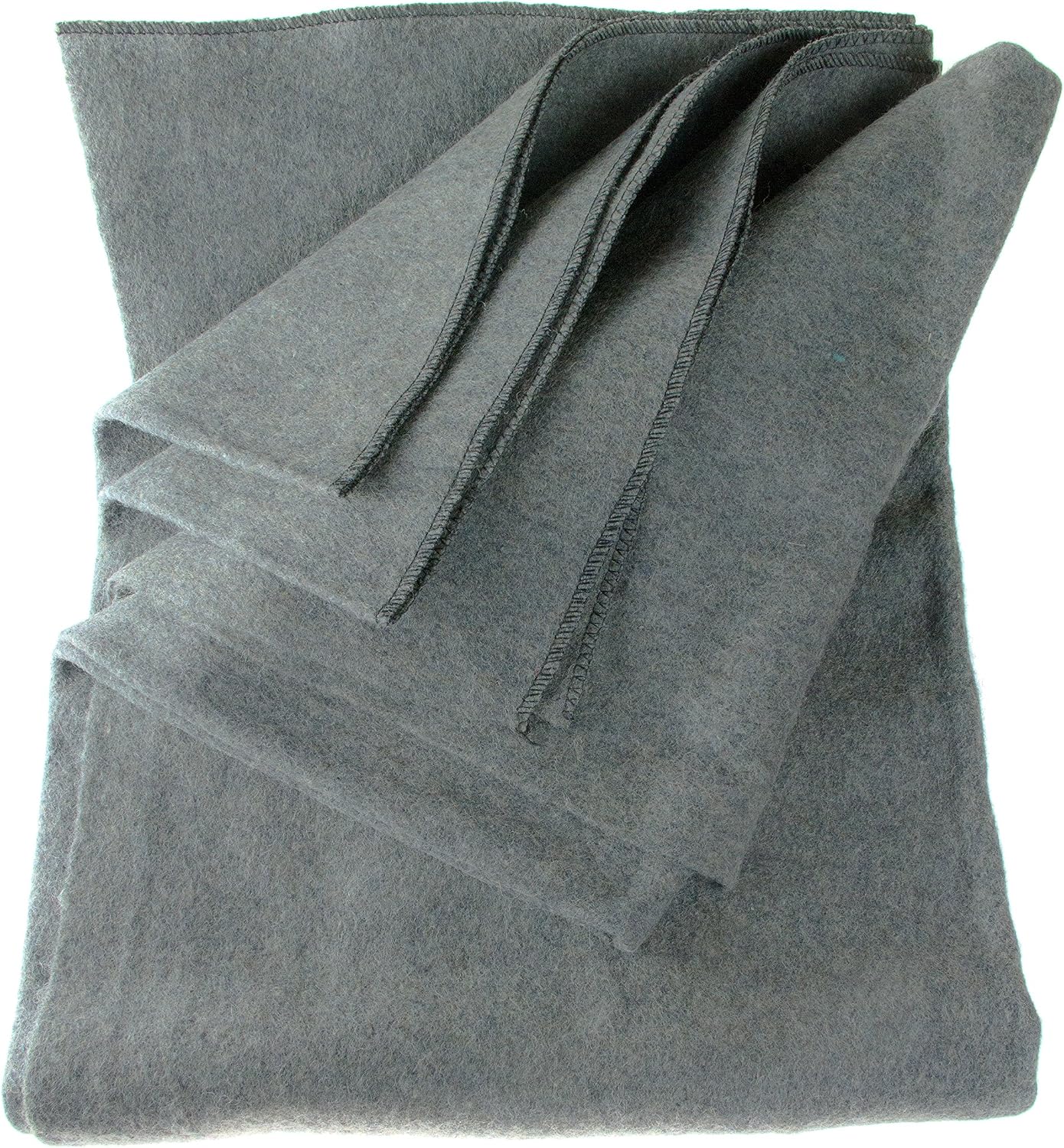 SE 51"x 80" Multipurpose Gray Wool Blanket - 50% Wool, Lightweight 2 lb, Zippered Bag Included - Ideal for Camping, Hiking, Emergency Survival