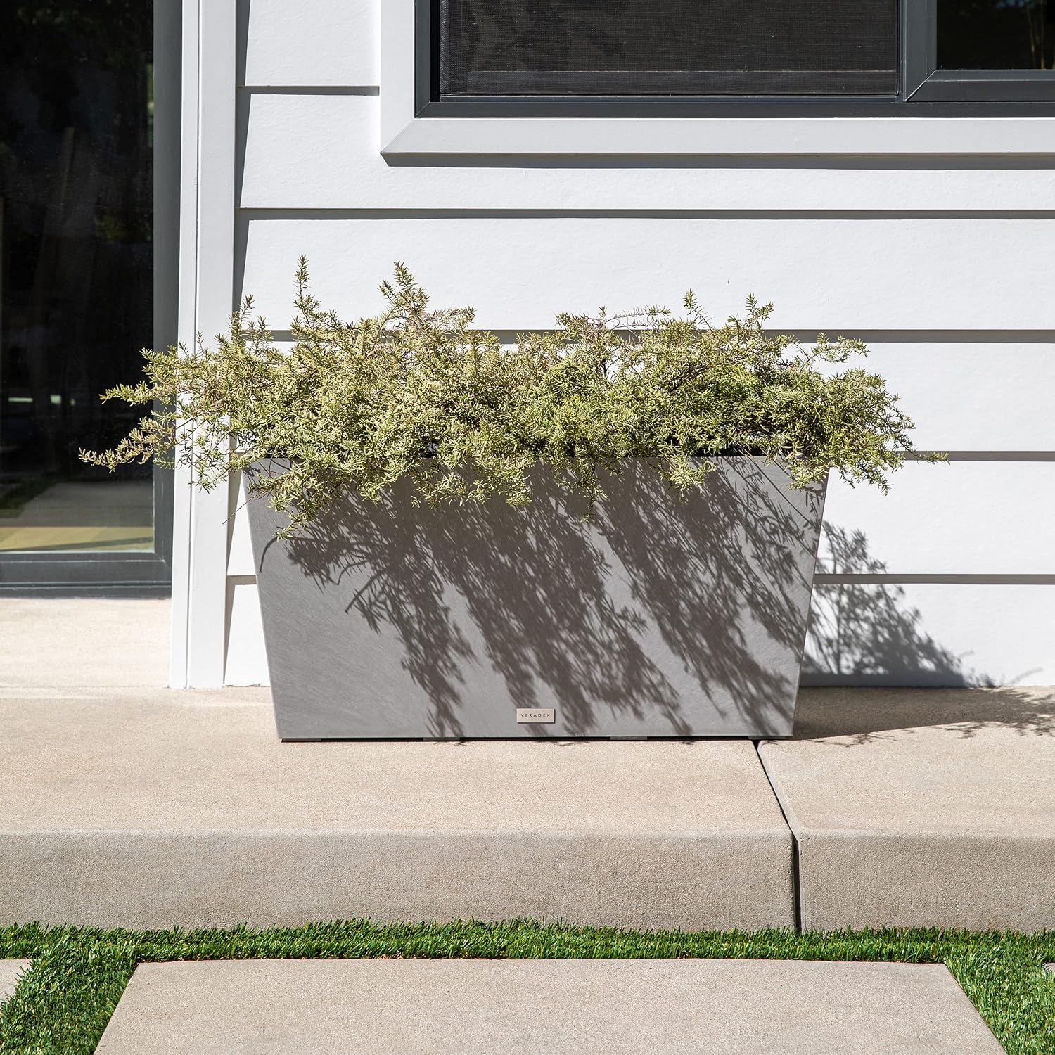 Veradek Pure Series Midori Planter - Wide Outdoor Planter | Made From Durable Plastic With Pre-Drilled Drainage Holes. Modern Porch/Patio Décor for Plants, Flowers and Herbs