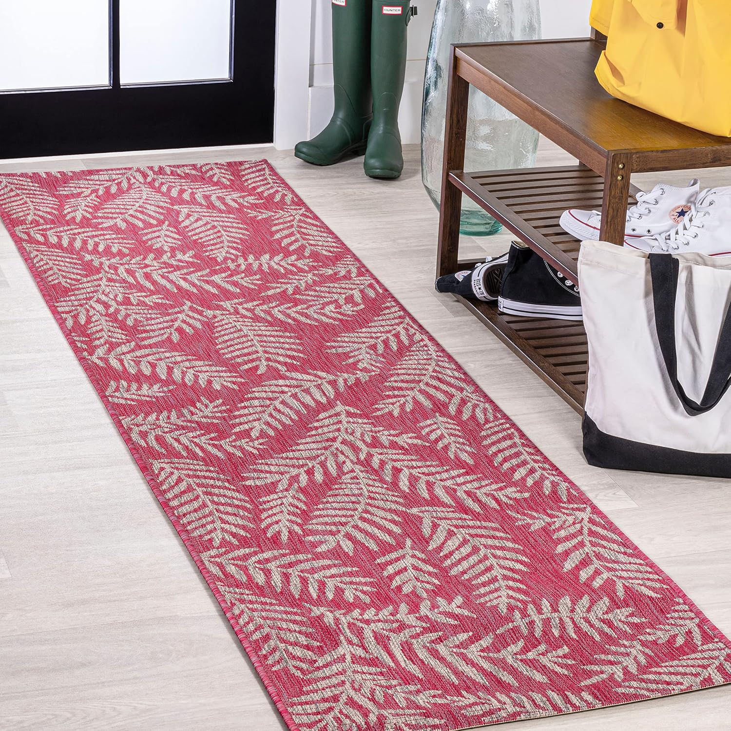 JONATHAN Y Palm Frond Indoor Outdoor Area Rug 3X5 Navy/Ivory, Nevis for Backyard, Patio, Porch, Easy-Cleaning, High Traffic, Pet-Friendly