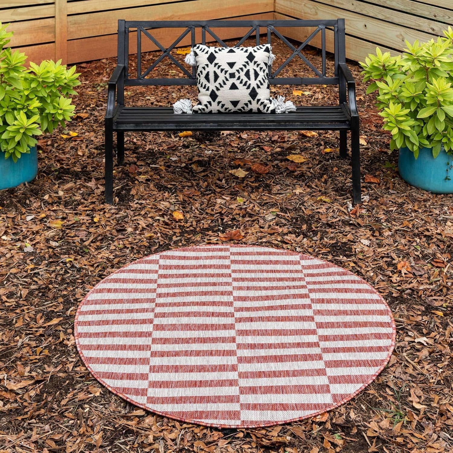 Unique Loom Outdoor Striped Collection Area Rug - Striped (7' 1" x 10' Rectangle, Taupe/Ivory)