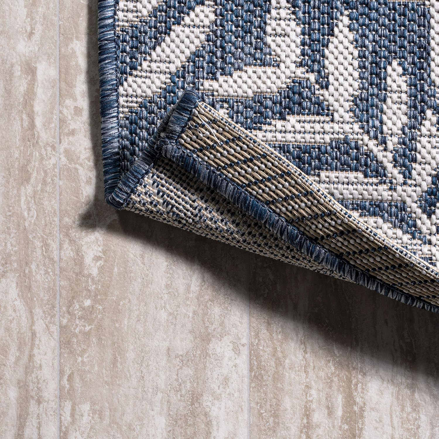 JONATHAN Y Palm Frond Indoor Outdoor Area Rug 3X5 Navy/Ivory, Nevis for Backyard, Patio, Porch, Easy-Cleaning, High Traffic, Pet-Friendly