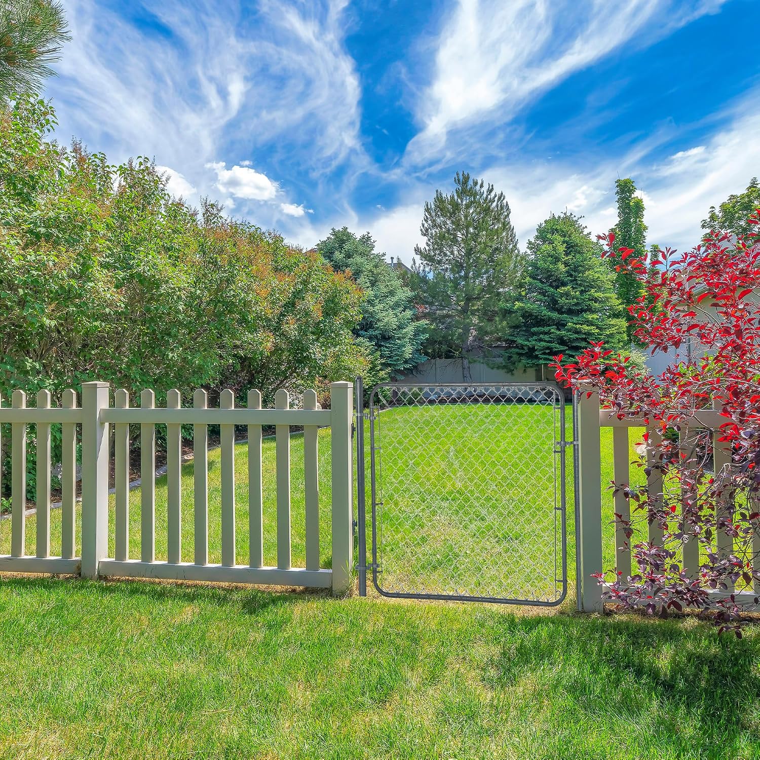 Adjust-A-Gate Chain Link Walk Gate Kit, Fits 24-72 in. Openings & Up to 4 ft., Round Corner Frame, Gray - Heavy-Duty Outdoor Reinforcement & Accessories for Gates and Fences