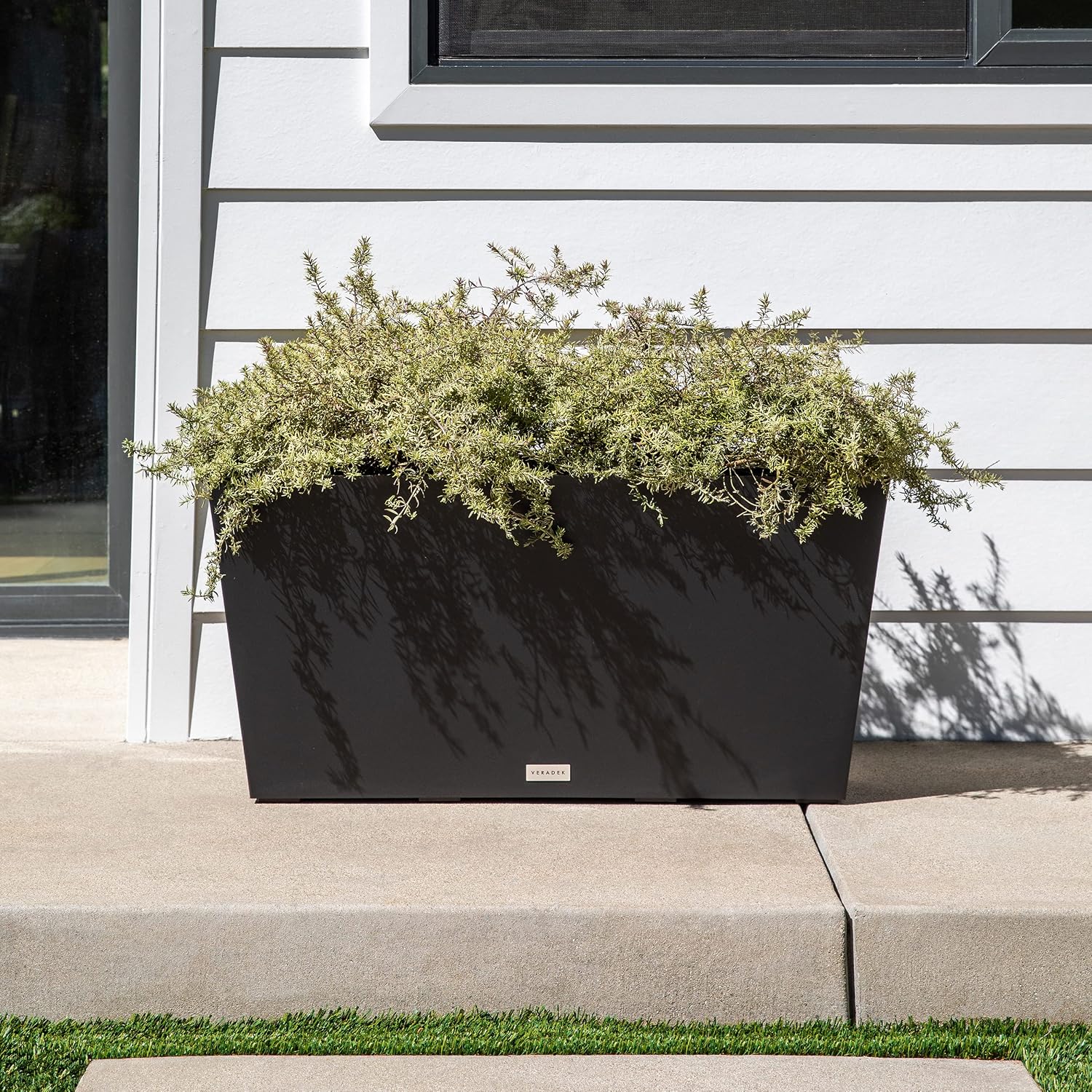 Veradek Pure Series Midori Planter - Wide Outdoor Planter | Made From Durable Plastic With Pre-Drilled Drainage Holes. Modern Porch/Patio Décor for Plants, Flowers and Herbs