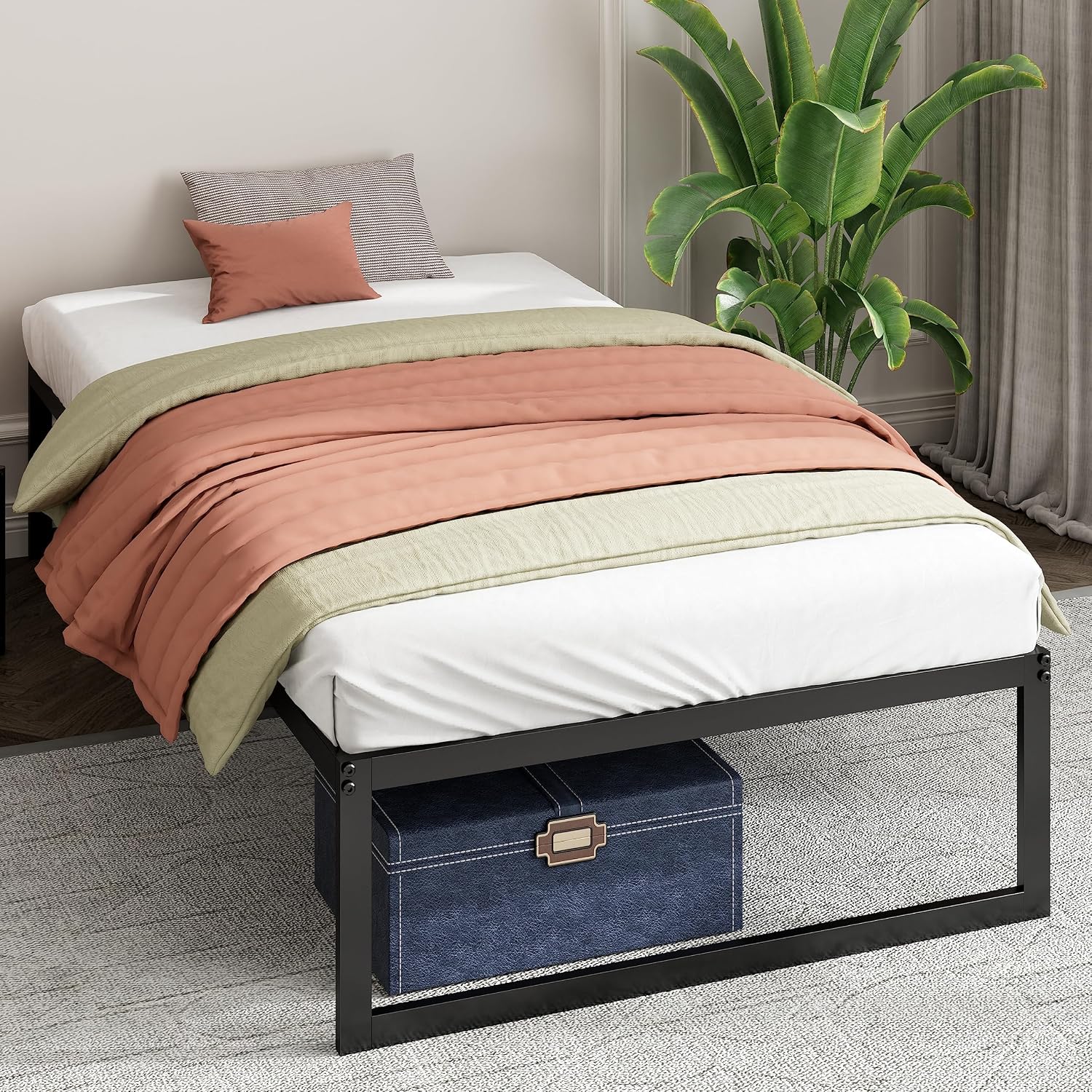 ZINUS Abel Metal Platform Bed Frame / Mattress Foundation with Steel Slat Support / No Box Spring Needed / Easy Assembly, Queen