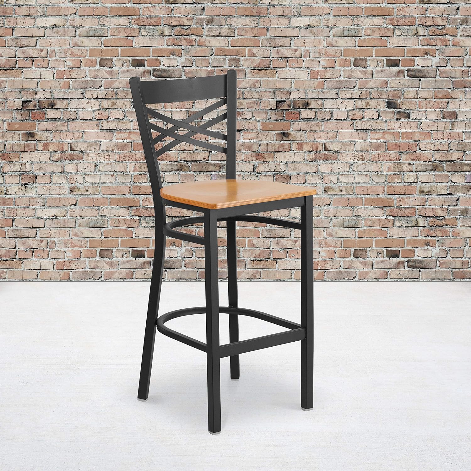 Flash Furniture Hercules Metal Restaurant Barstool, Black | X Back Style, Vinyl Upholstery, Durable Construction, Commercial Use