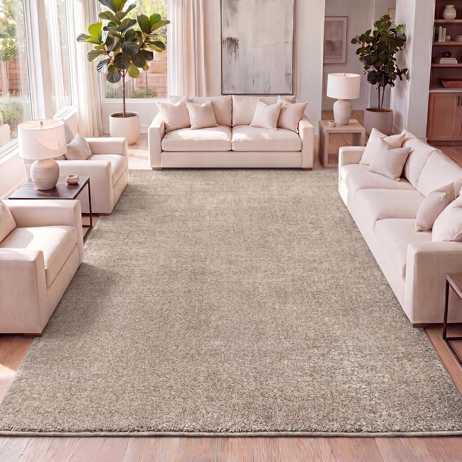 JONATHAN Y Haze Solid Low-Pile Brown Indoor Area Rug 8x10, Coastal, Bohemian, Minimalist, Classic, Easy-Cleaning for Living Room, Bedroom, Kitchen