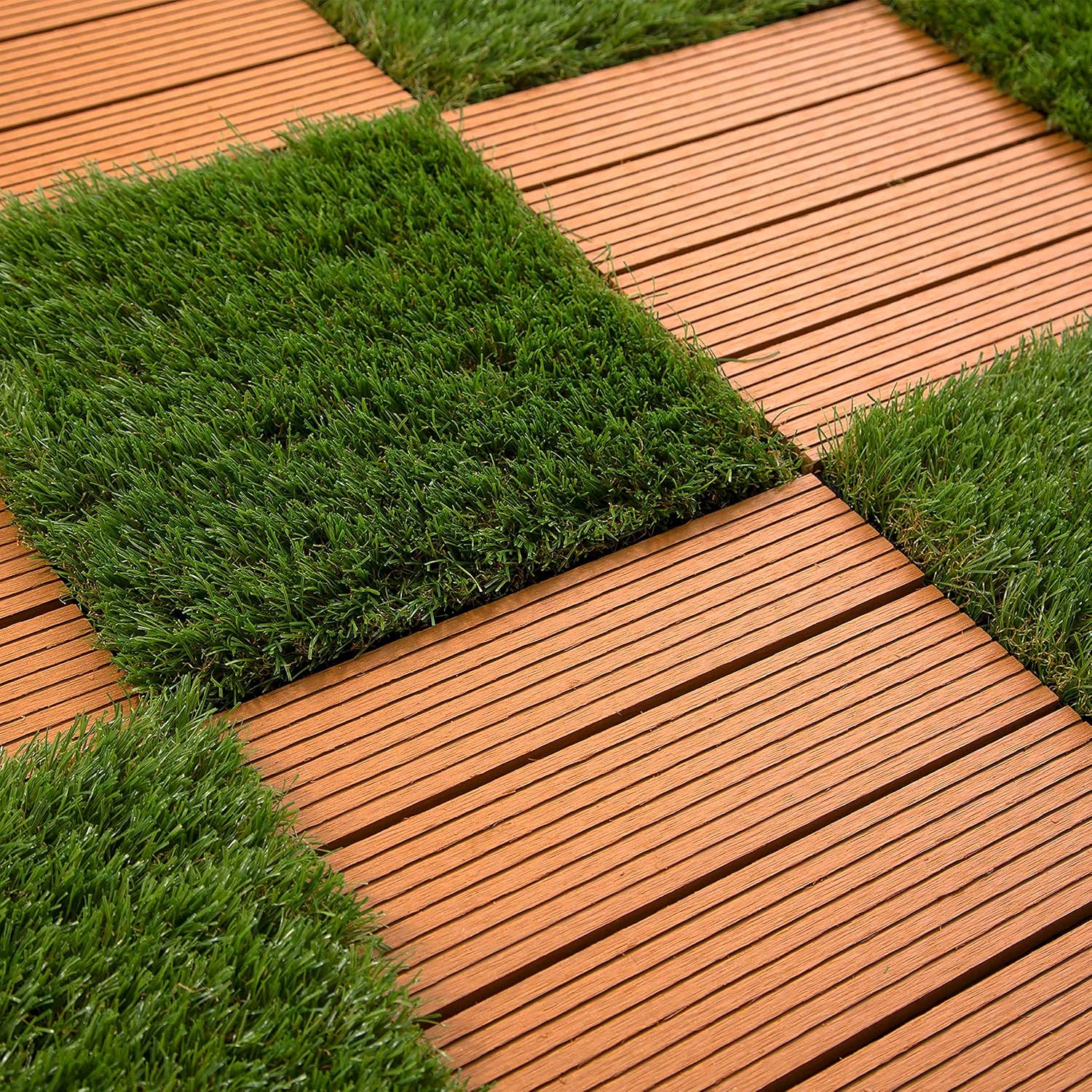 IncStores Helios Interlocking Patio Deck Tiles | All Weather | Waterproof Outdoor Flooring for Patio, Balcony Flooring, Garden and Poolside | 12"x12" | 11 Gray 6 Slate Tiles