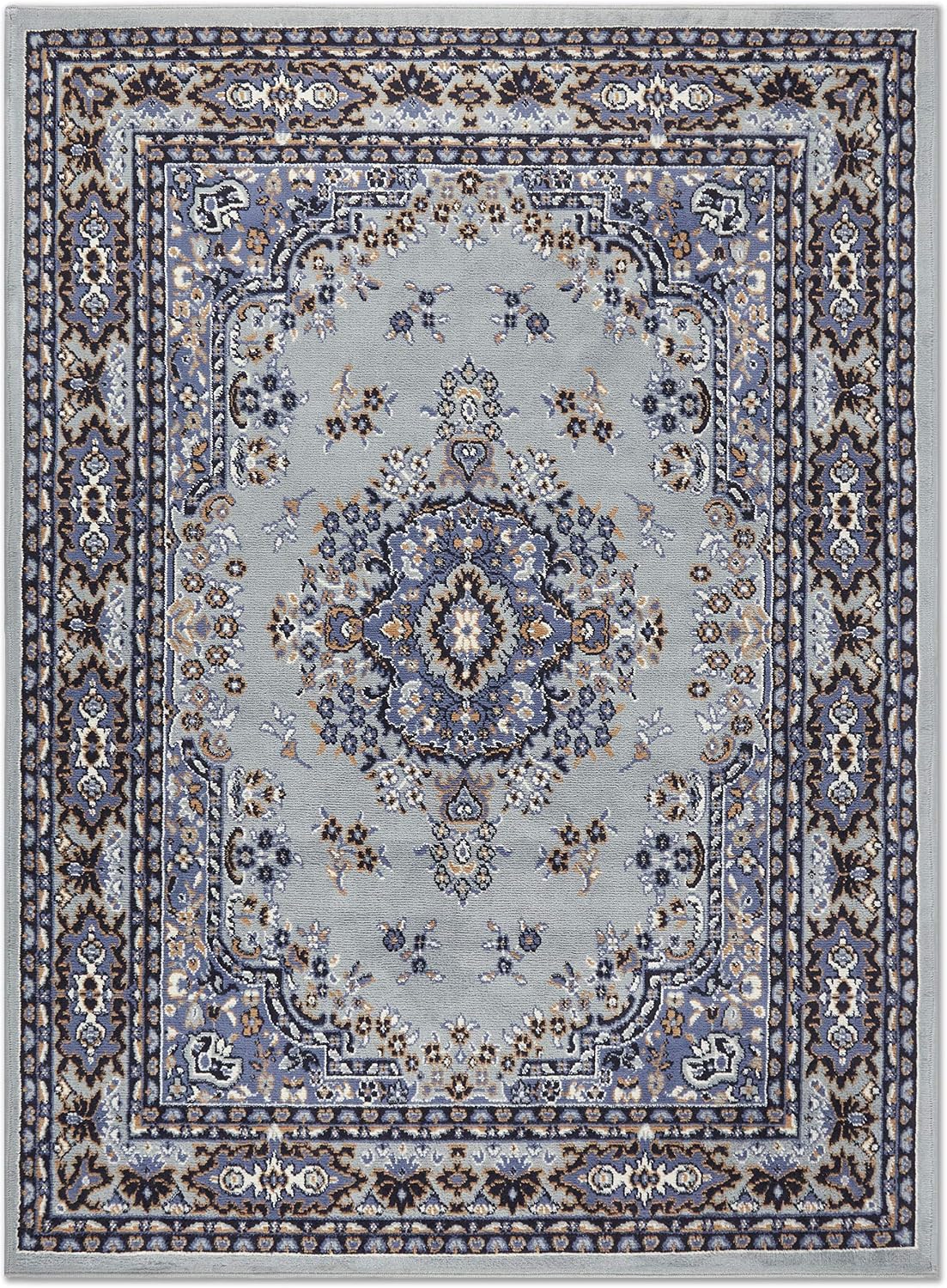Home Dynamix Premium Sakarya Traditional Medallion Border Area Rug, Ivory/Brown, 7'9"x10'8" Rectangle