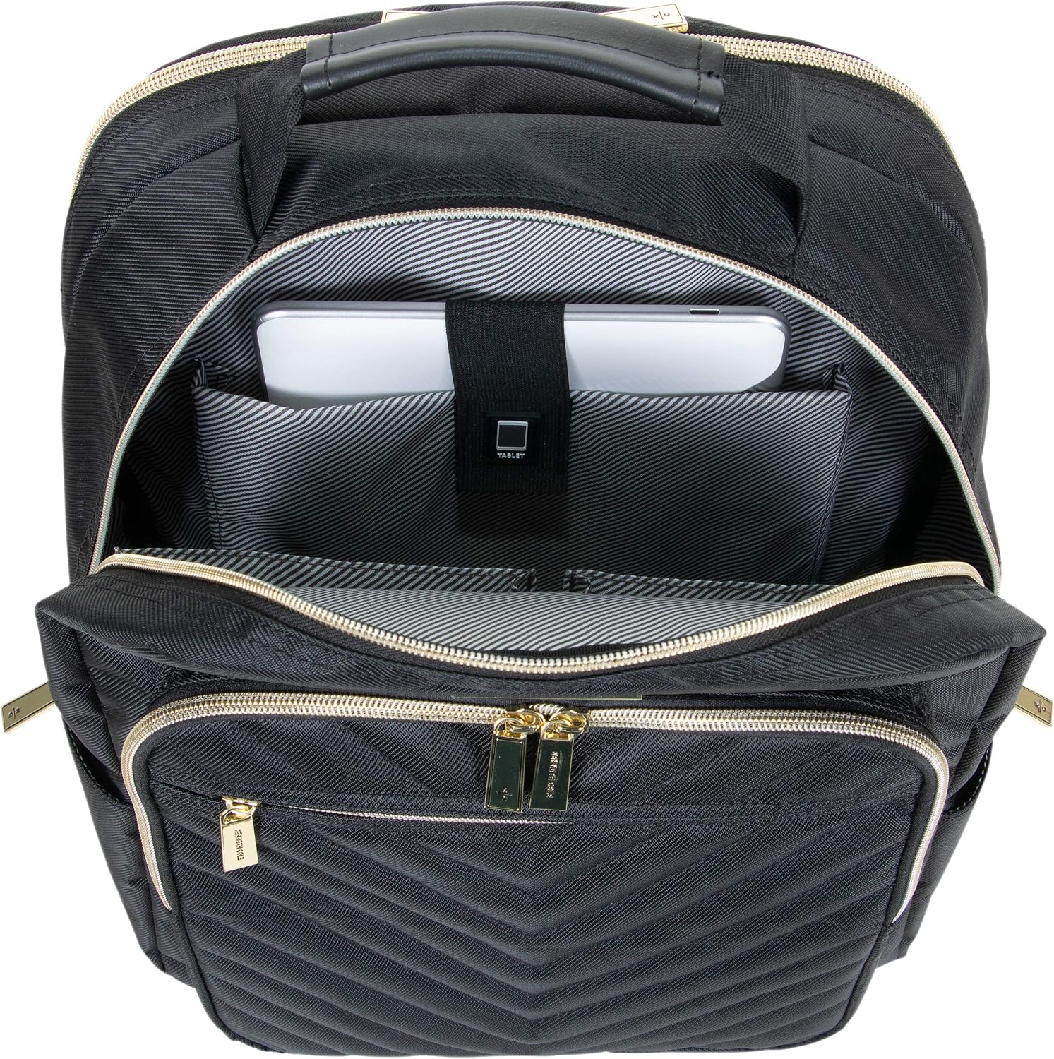 Kenneth Cole REACTION Madison Square Lightweight Hardside Chevron Expandable Spinner Luggage, Black, (28-Inch Checked)