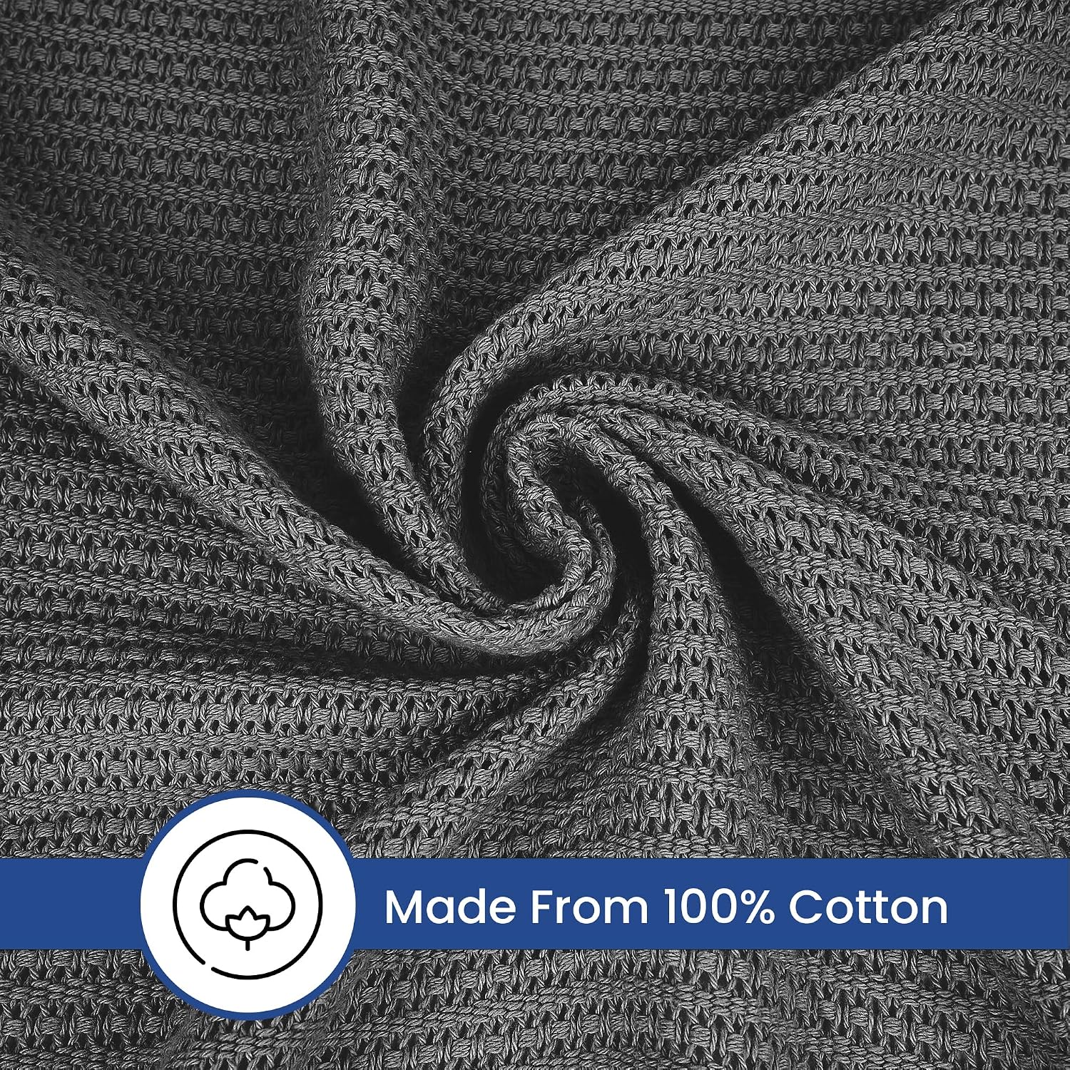 Linteum 100% Cotton Open-Cell Leno Weave Blanket — Breathable All Season — Queen 90x90 — Ice Grey