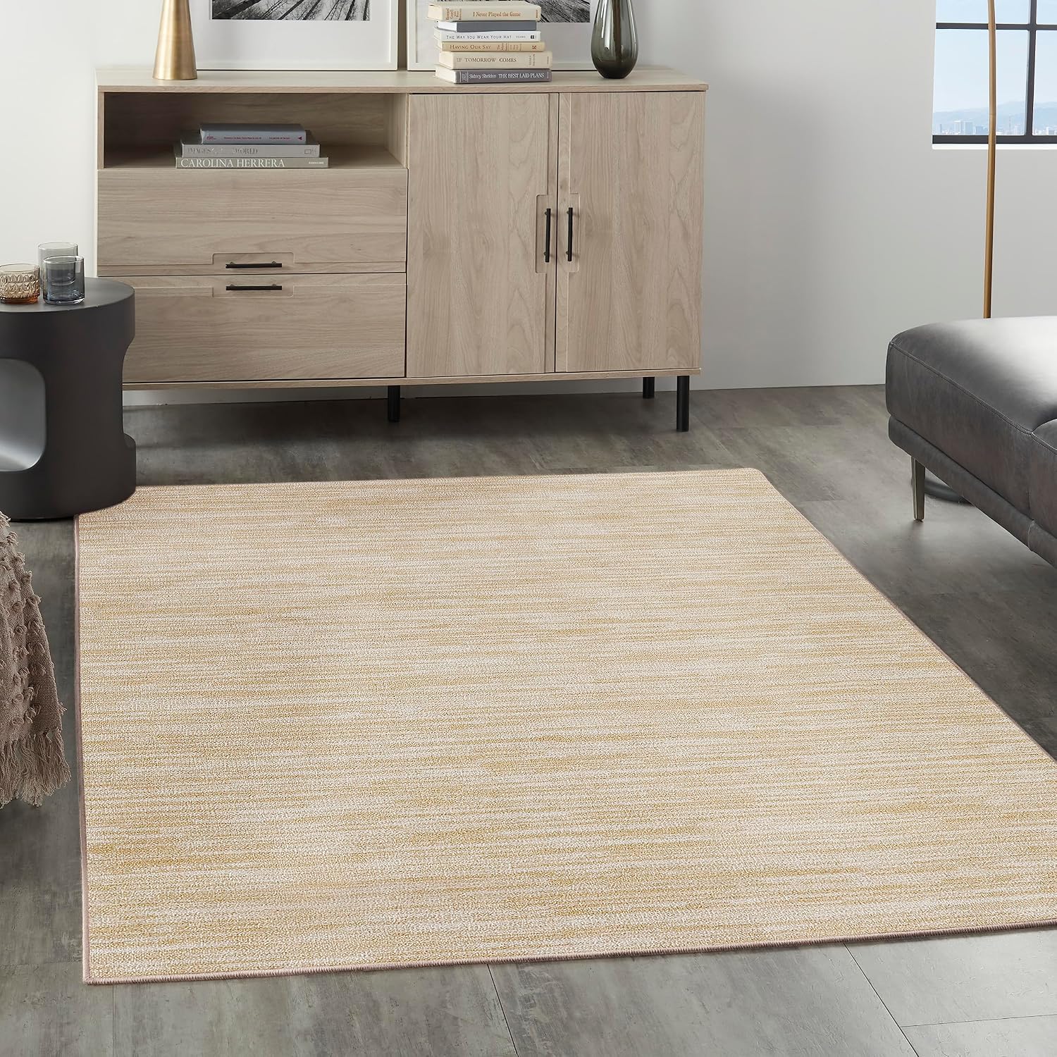 Nourison Home Essentials Indoor Outdoor Area Rug, Ivory Beige, 7' x 10'