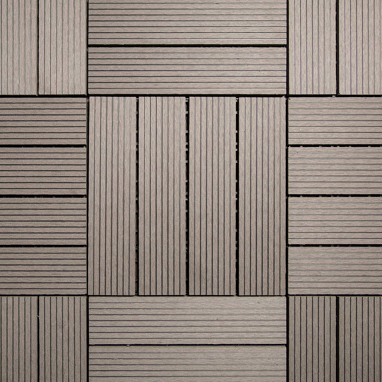 IncStores Helios Interlocking Patio Deck Tiles | All Weather | Waterproof Outdoor Flooring for Patio, Balcony Flooring, Garden and Poolside | 12"x12" | 11 Gray 6 Slate Tiles