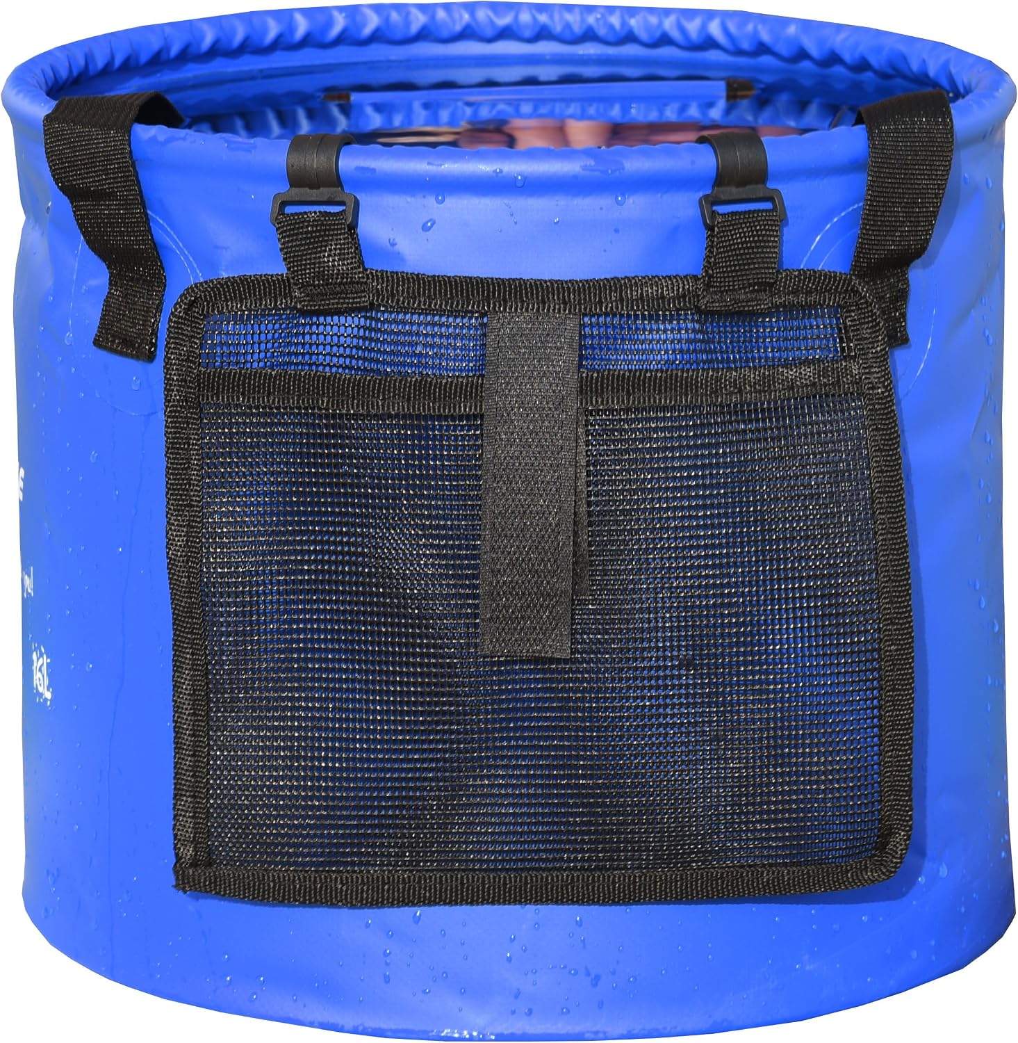 Freegrace Collapsible Bucket with Mesh Tool Pocket - 10L, 16L & 23L Portable Folding Water Container - Heavy Duty 500D Tarpaulin, BPA-Free Wash Basin for Camping, Fishing, RV, and Car Washing