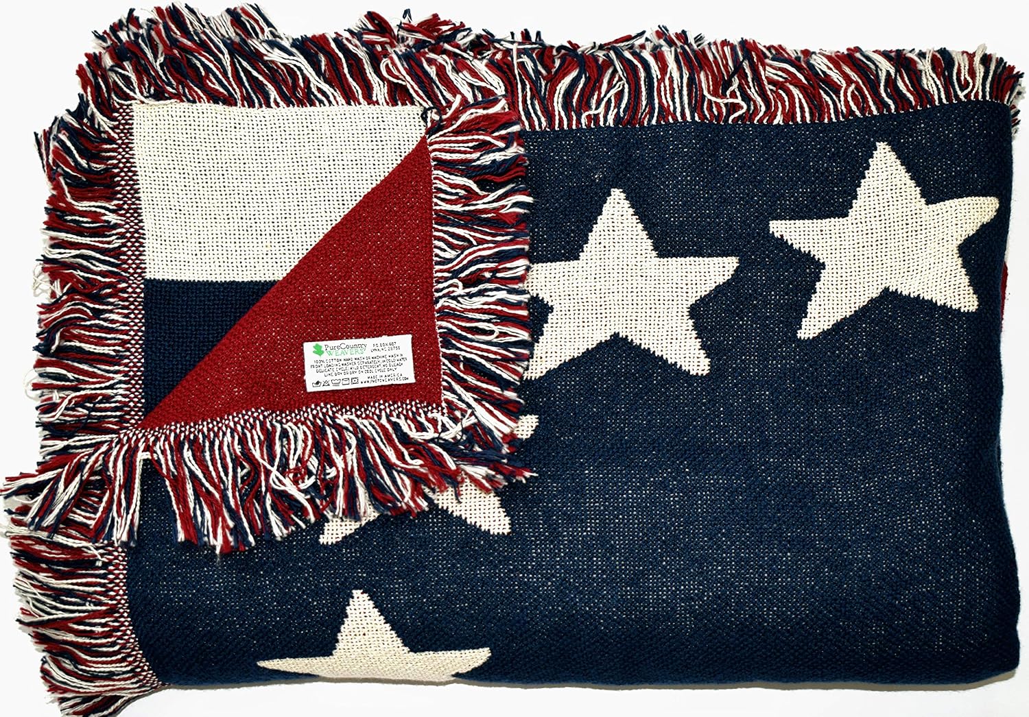 United States American Flag Blanket - Gift Soft Tapestry Throw Woven from Cotton - Made in The USA (69x48)