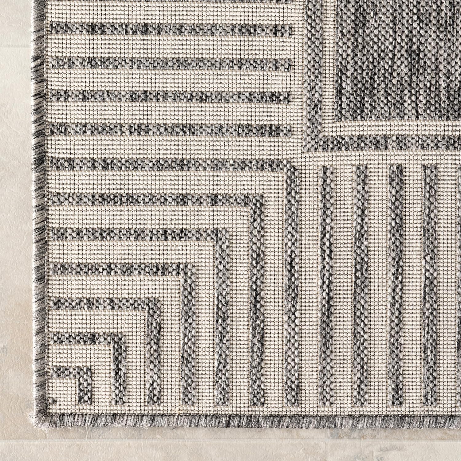 nuLOOM Asha Light Brown Bordered Indoor/Outdoor Area Rug, 4' x 5'