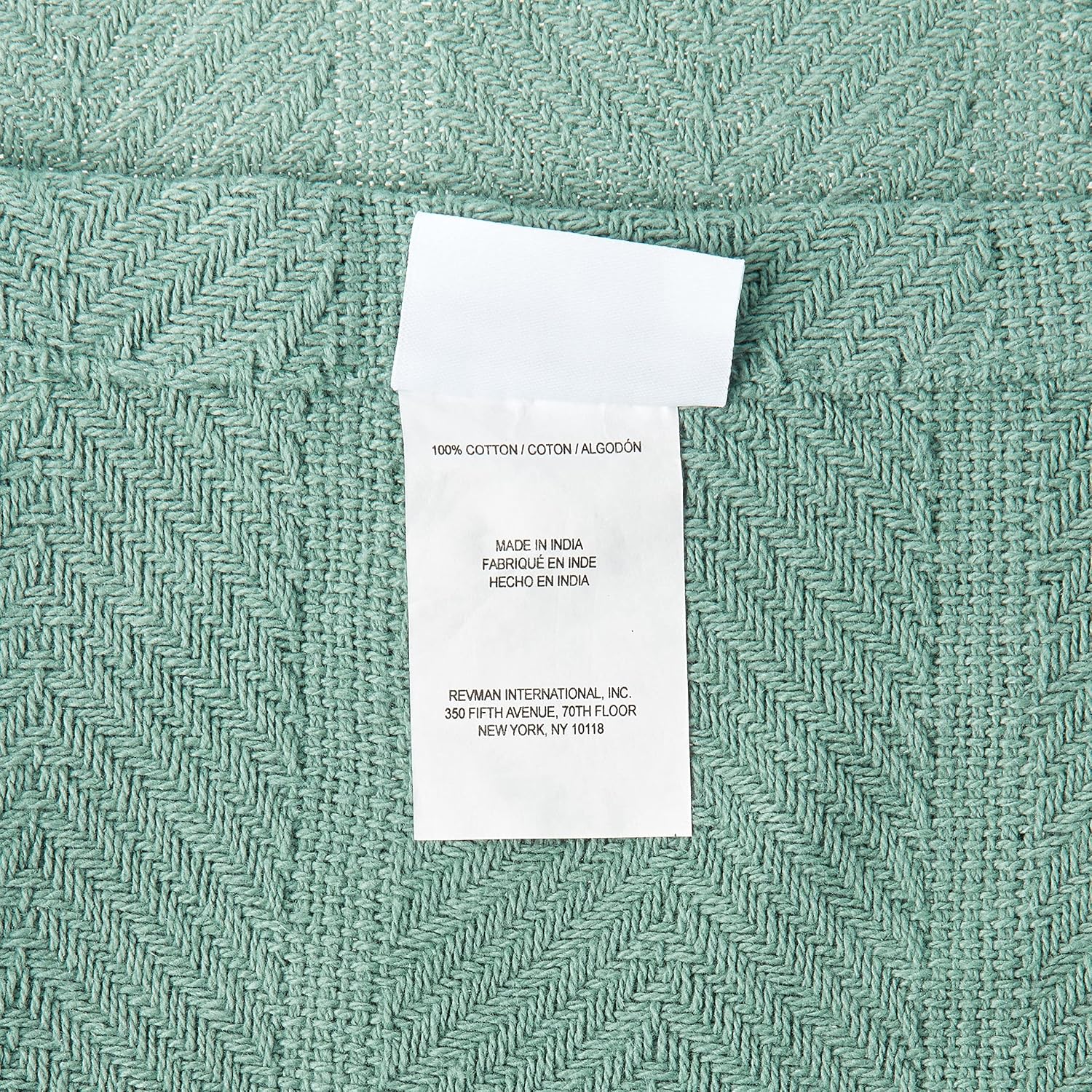 Eddie Bauer - Queen Size Blanket, 100% Soft Cotton Bed Blanket for Year Round Comfort, Throw Blanket for Couch or Bed (Herringbone Blue Stripe)