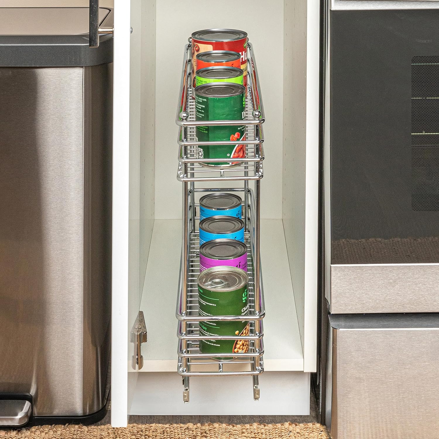 Household Essentials Glidez 2‑Tier Multipurpose Chrome‑Plated Steel Pull‑Out/Slide‑Out Under Cabinet Organizer, Chrome Finish