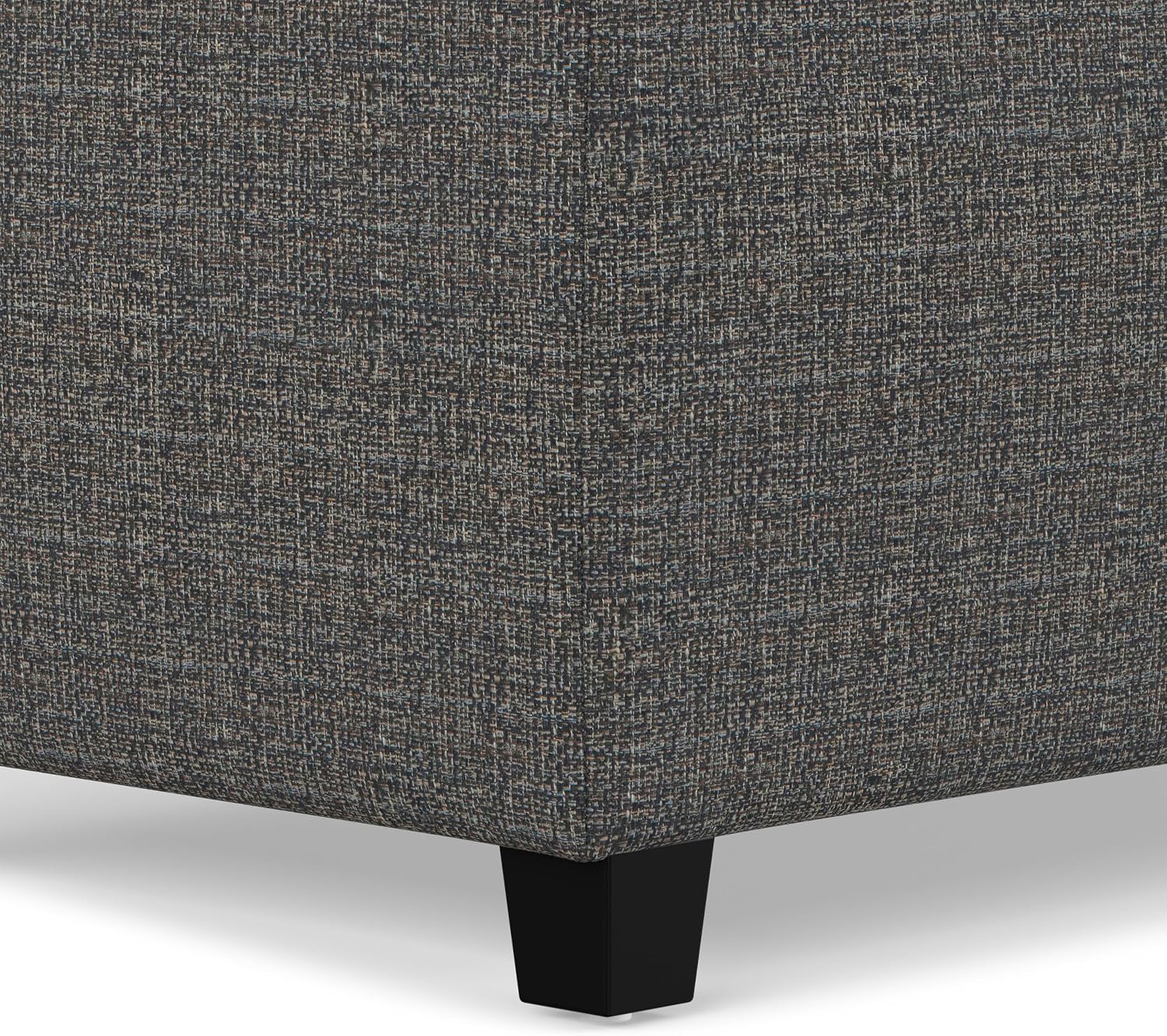 SIMPLIHOME Avalon 48" Wide Vegan Leather Storage Ottoman in Brown