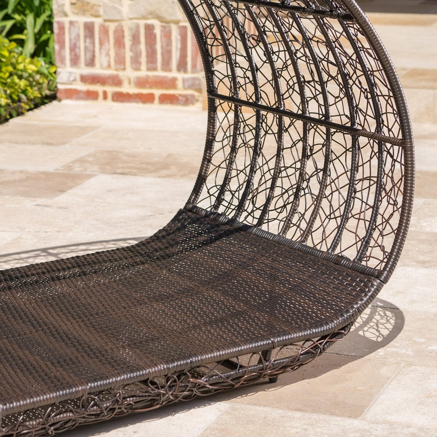 GDFStudio Outdoor Wicker Overhead Canopy Daybed Water Resistant Cushion (Grey/White)