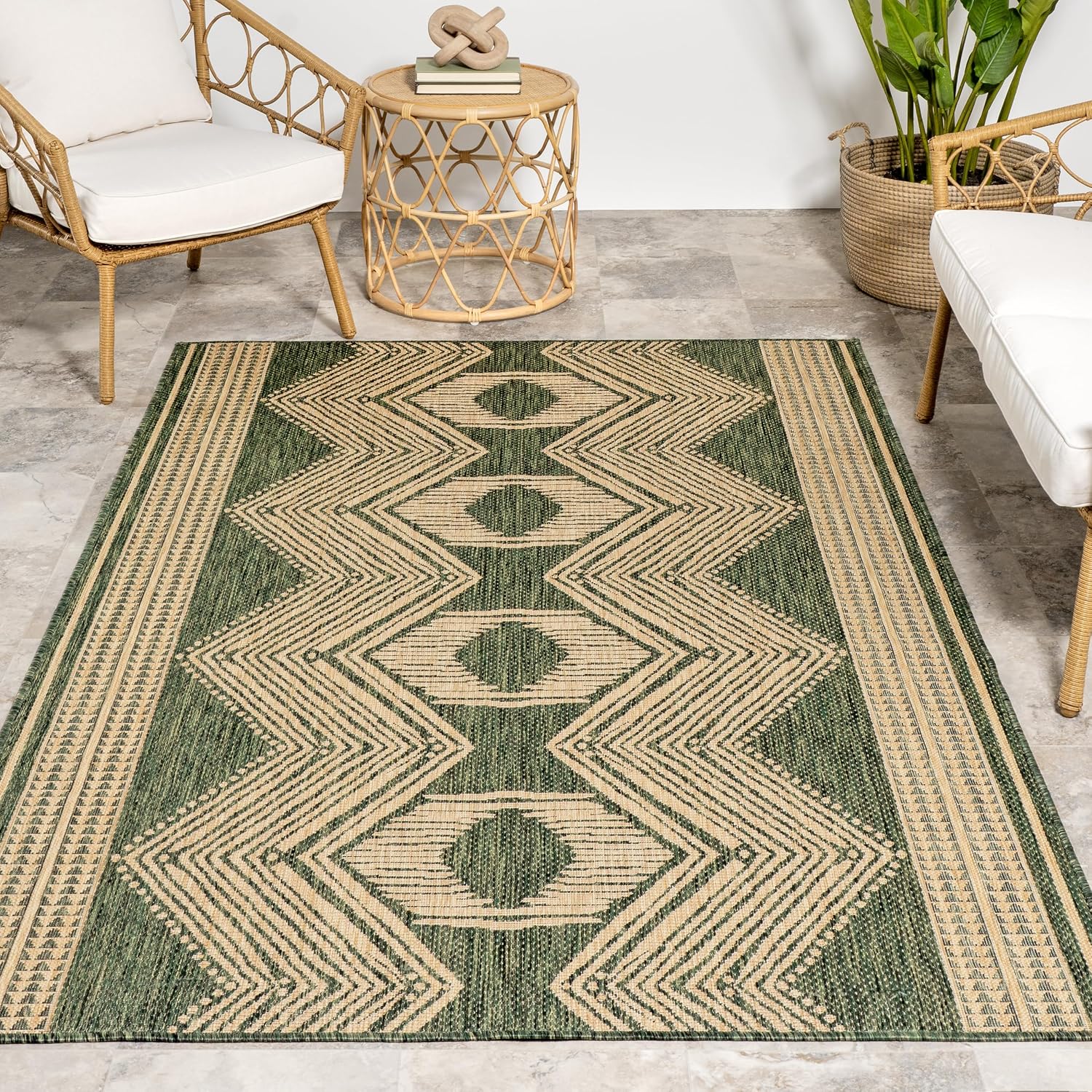 nuLOOM Ranya Light Brown Geometric Indoor/Outdoor Area Rug, 4' x 5'