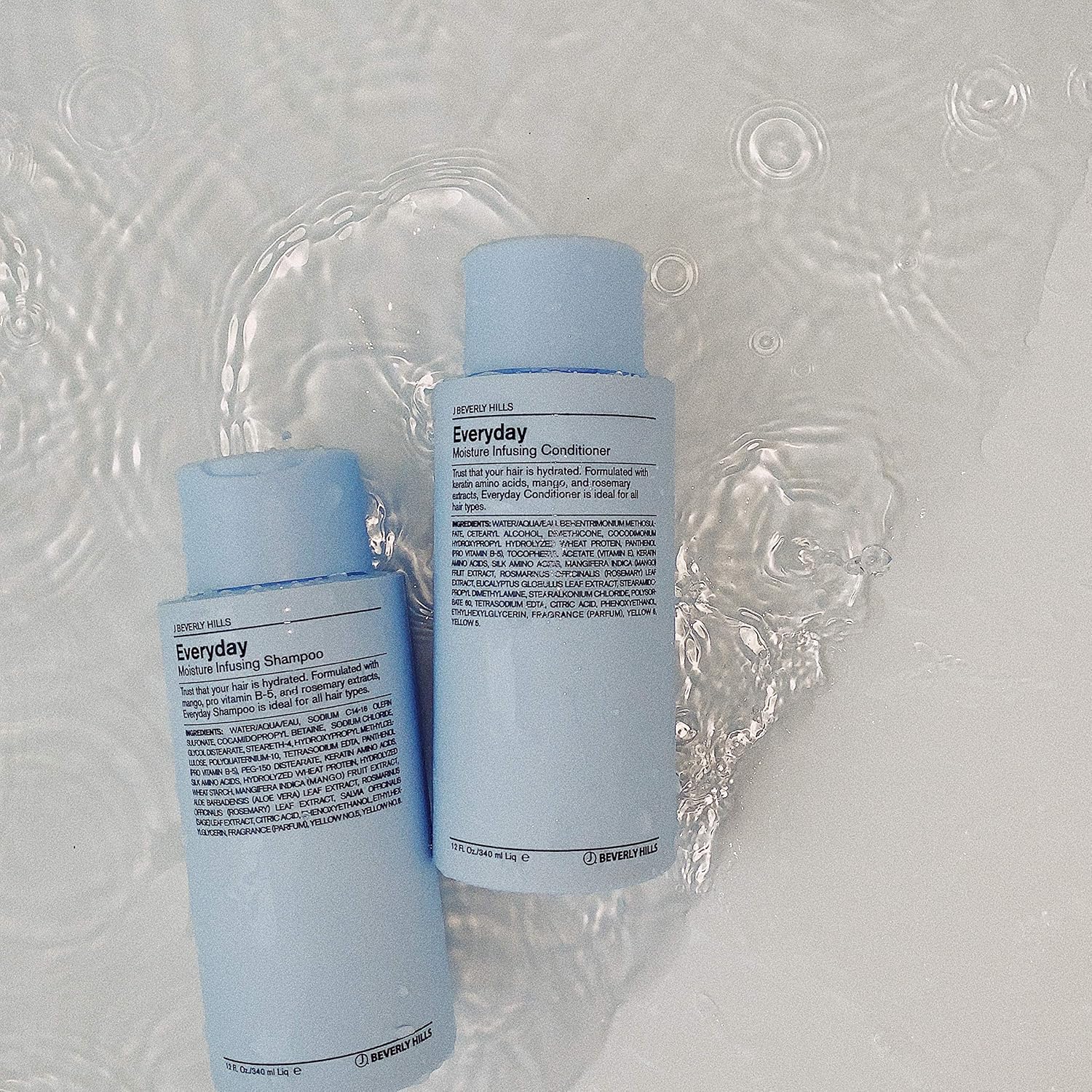 J Beverly Hills Blue Everyday Moisturizing Shampoo with Eucalyptus Oil for Hair Growth, (3 Oz, 12 Oz)