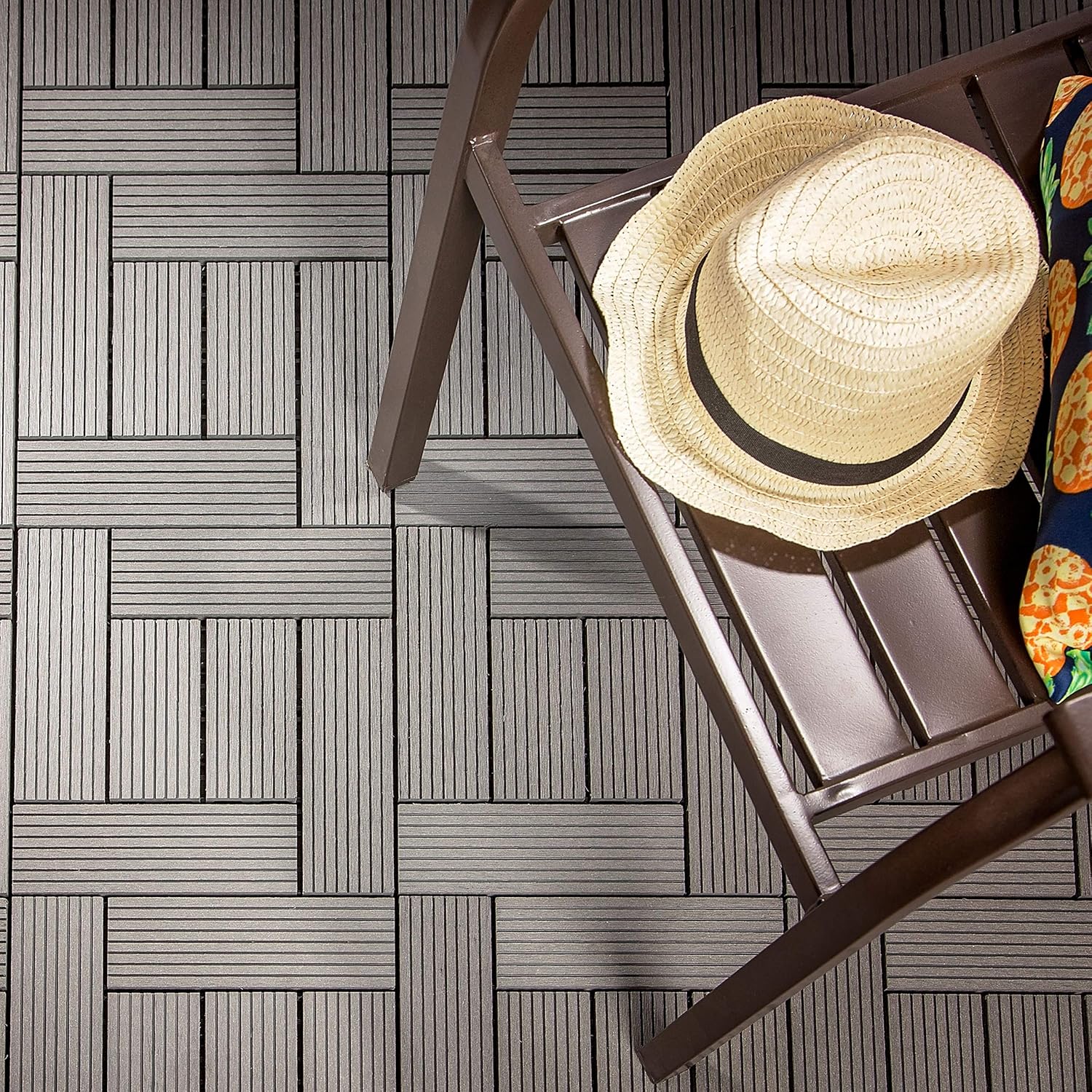 IncStores Helios Interlocking Patio Deck Tiles | All Weather | Waterproof Outdoor Flooring for Patio, Balcony Flooring, Garden and Poolside | 12"x12" | 11 Gray 6 Slate Tiles