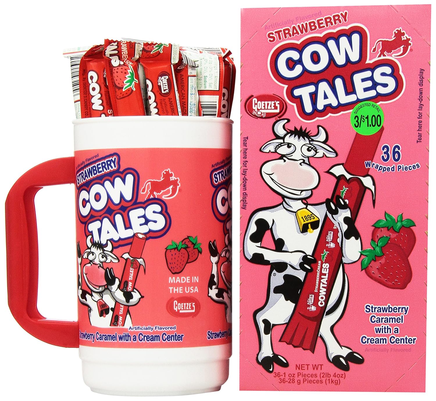 Goetze's Cow Tales Candy Tumbler, Strawberry, 100 Count
