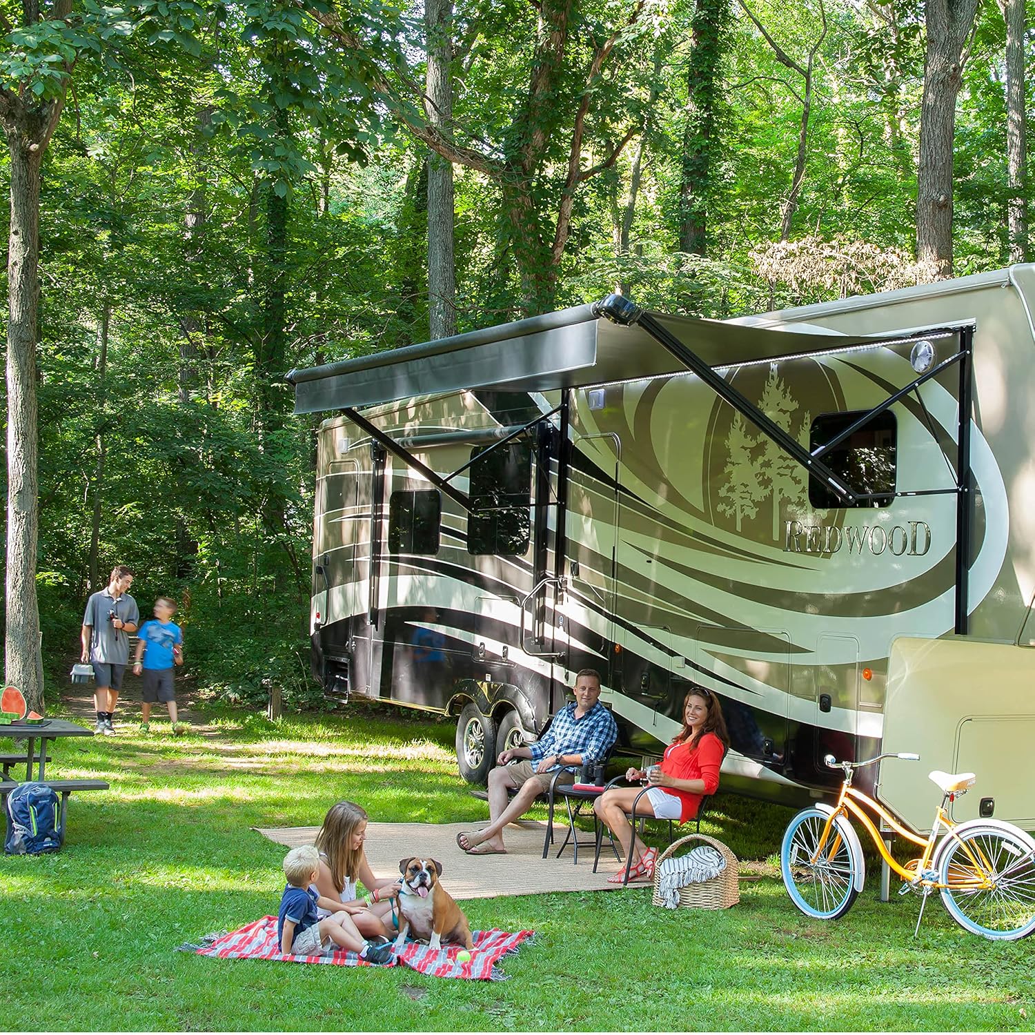 Solera Family Room RV Awning Screen Room, 15', for 10'-21' Manual or Power RV Awnings, Polyester Fabric Construction, Weatherproof, Storage Bag, Compatible with Solera, Dometic, Carefree - 362230
