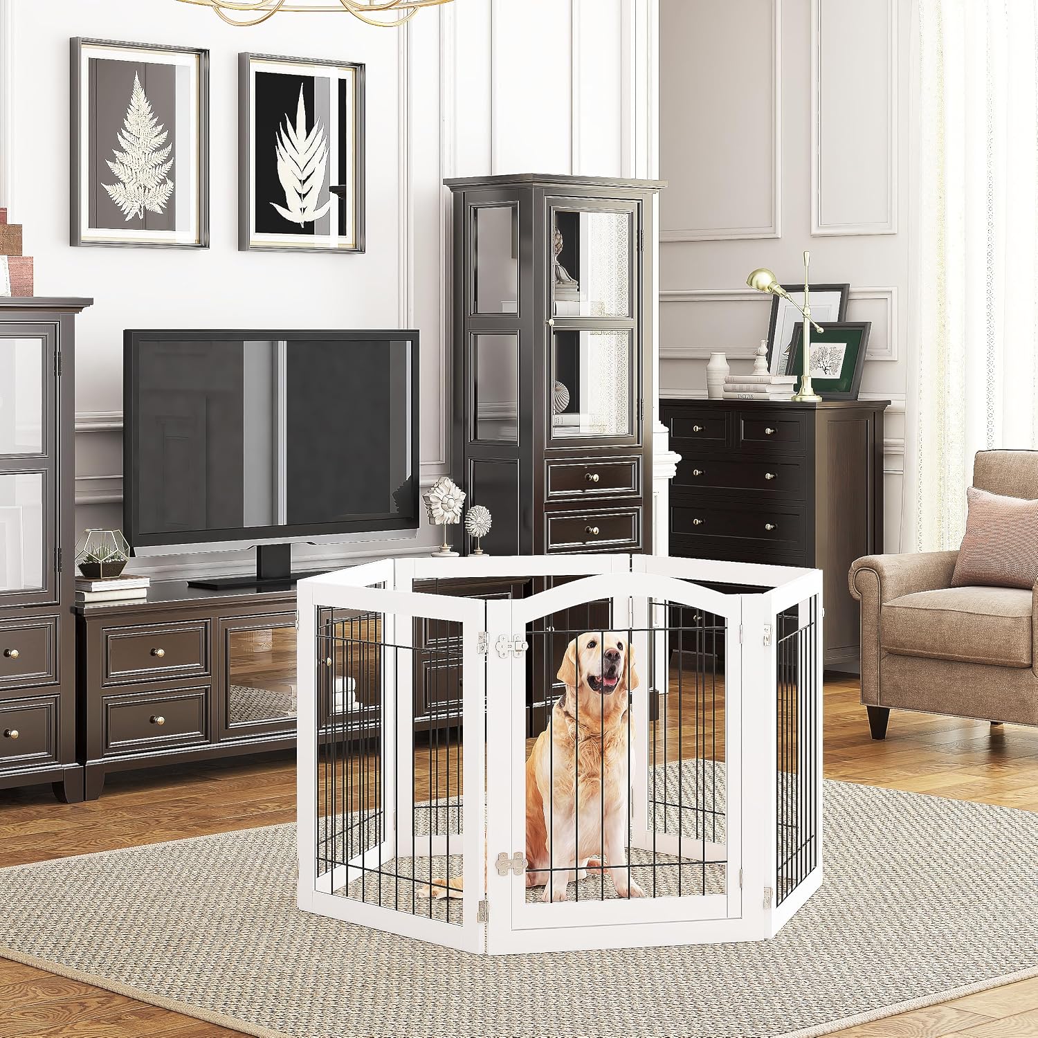 PAWLAND Extra Wide Foldable Dog gate for Doorway, Indoor, 72“ Wide, 30" H