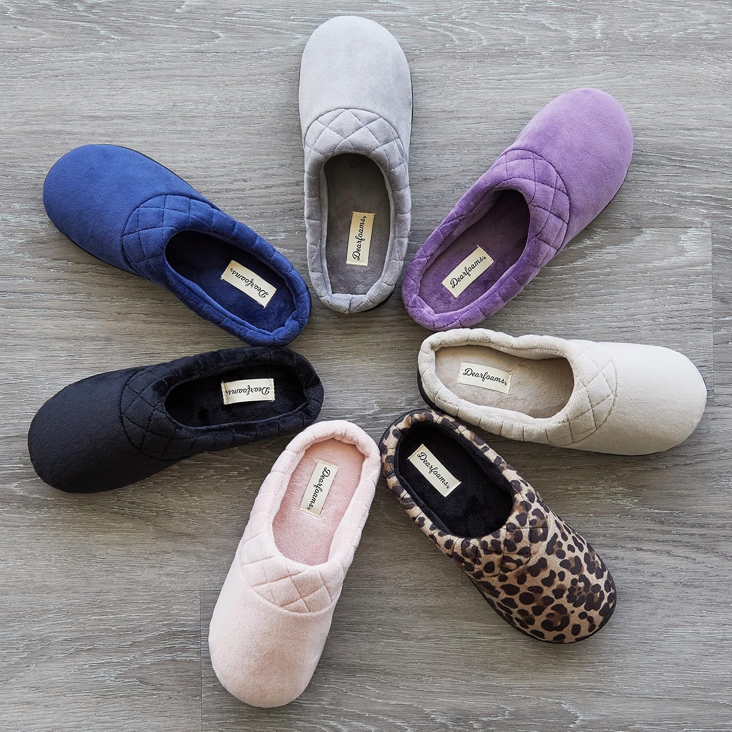 Dearfoams Women's Lightweight Memory Foam Indoor House Slipper Darcy Velour Clog with Wide Widths