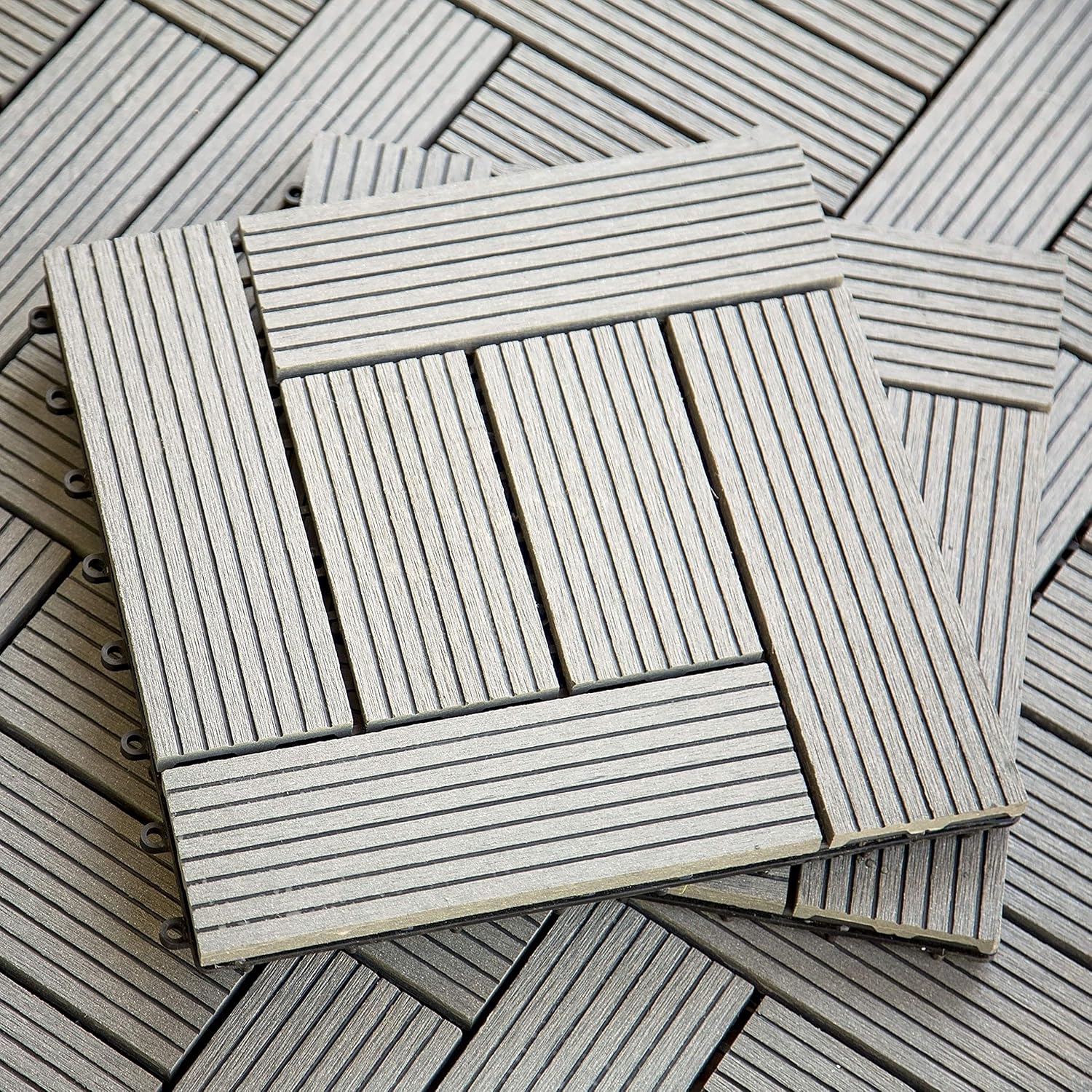 IncStores Helios Interlocking Patio Deck Tiles | All Weather | Waterproof Outdoor Flooring for Patio, Balcony Flooring, Garden and Poolside | 12"x12" | 11 Gray 6 Slate Tiles