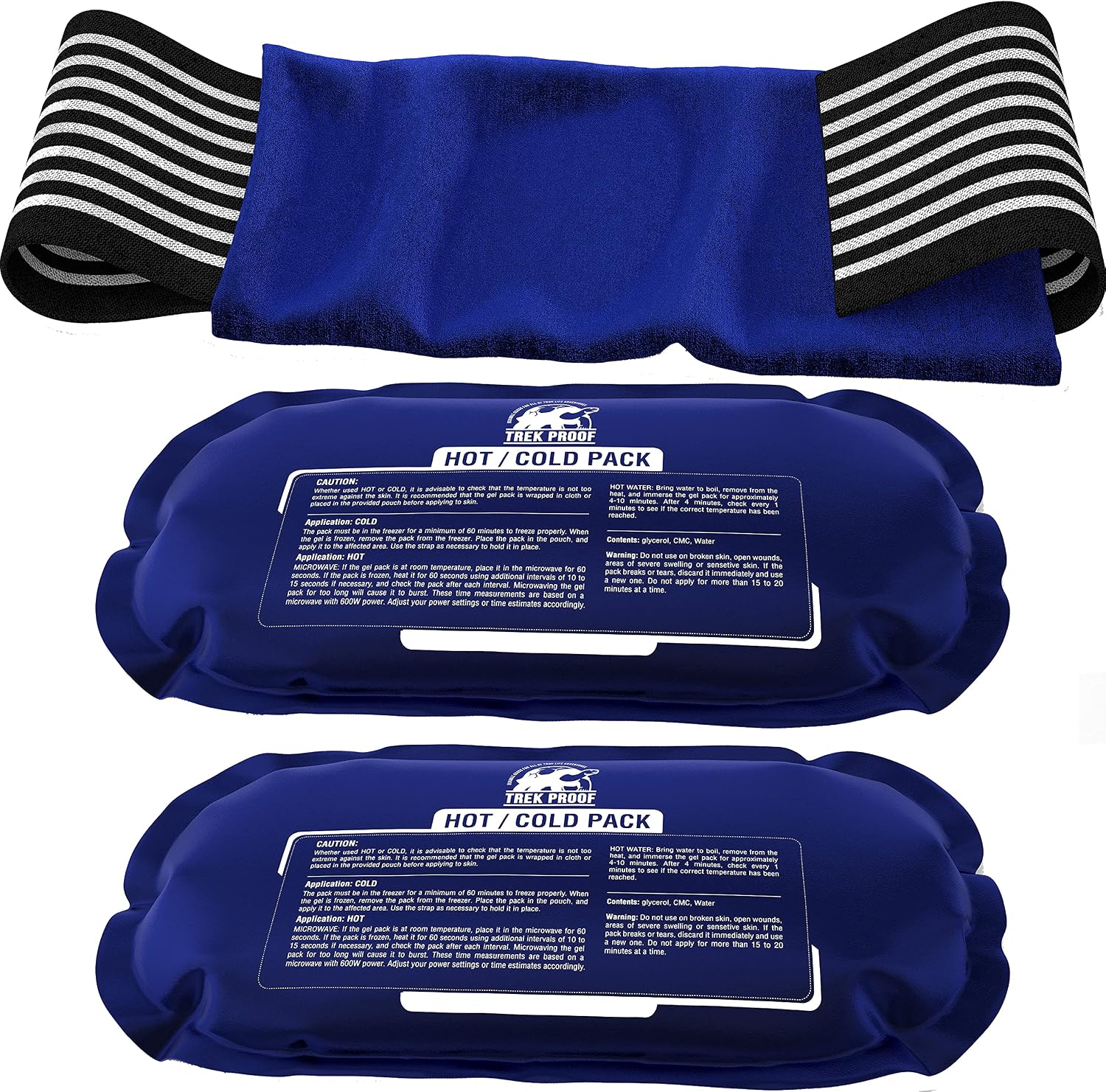Ice Packs for Injuries Reusable (3-Piece Set) – Hot and Cold Ice Pack Therapy Gel Wrap Support – Supports Recovery, Joint and Muscle Pain – Knees, Back & More (3 Piece Set - Classic)