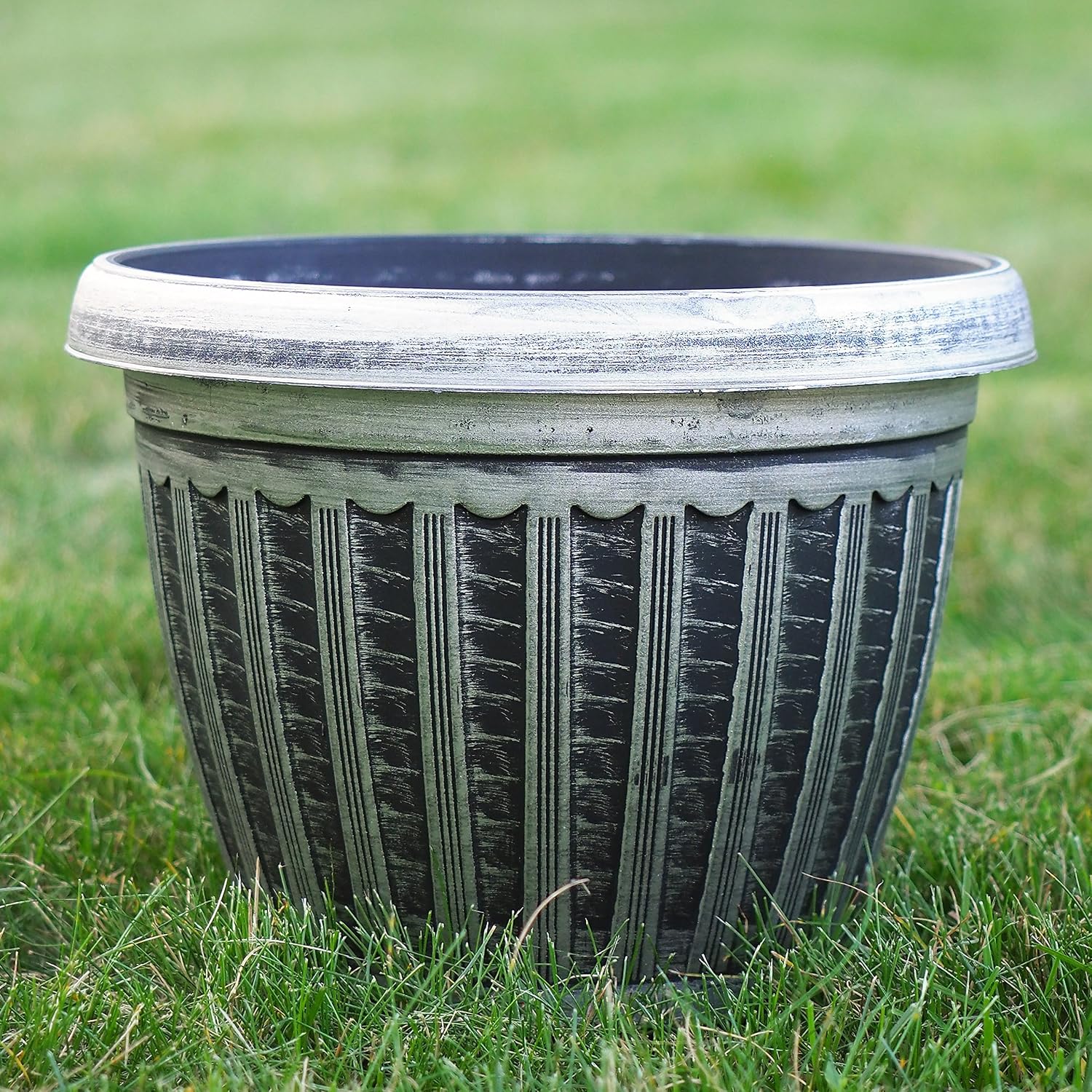 Rustic Flowerpot 10" Planter for Garden Patio Office Ornaments Home Decor Long Lasting Reusable Light Weight (Silver-S)