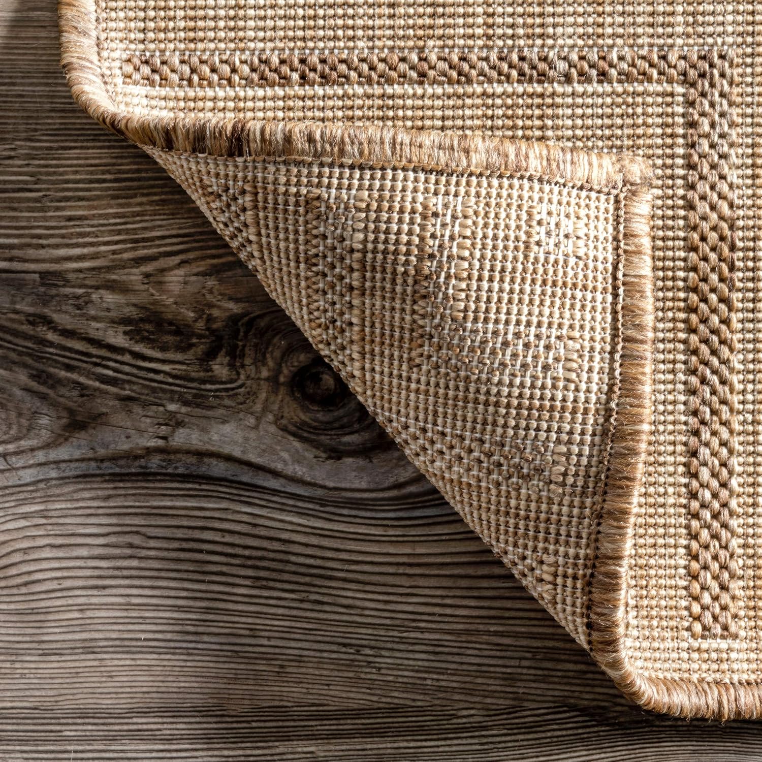 nuLOOM Asha Light Brown Bordered Indoor/Outdoor Area Rug, 4' x 5'