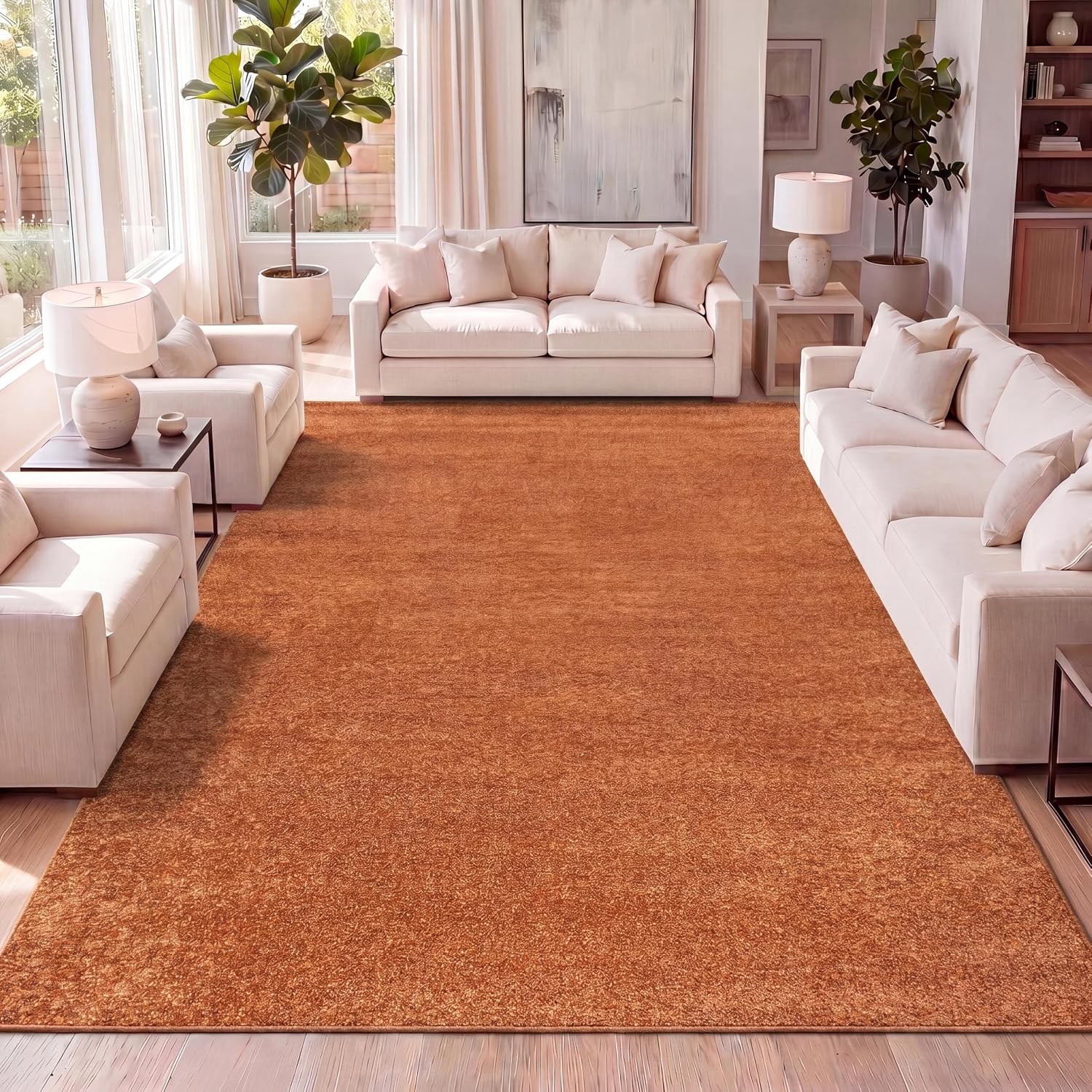 JONATHAN Y Haze Solid Low-Pile Brown Indoor Area Rug 8x10, Coastal, Bohemian, Minimalist, Classic, Easy-Cleaning for Living Room, Bedroom, Kitchen