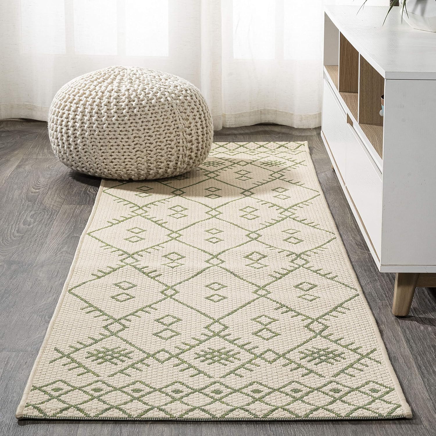 JONATHAN Y Boho Moroccan Indoor Outdoor Area Rug 3X5 Ivory/Navy, Casual for Backyard, Patio, Porch, Easy-Cleaning, High Traffic, Pet-Friendly